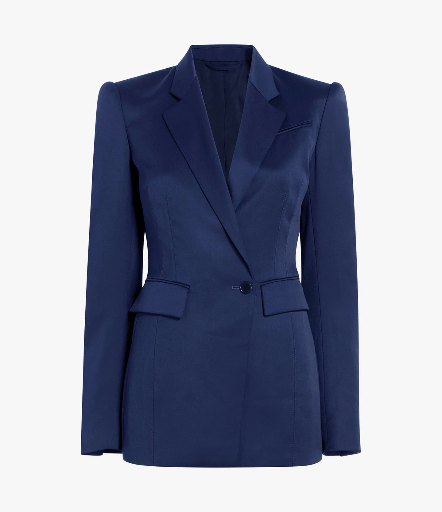 Another Tomorrow Seamed Waist Jacket in Navy – Wool Women's Jacket