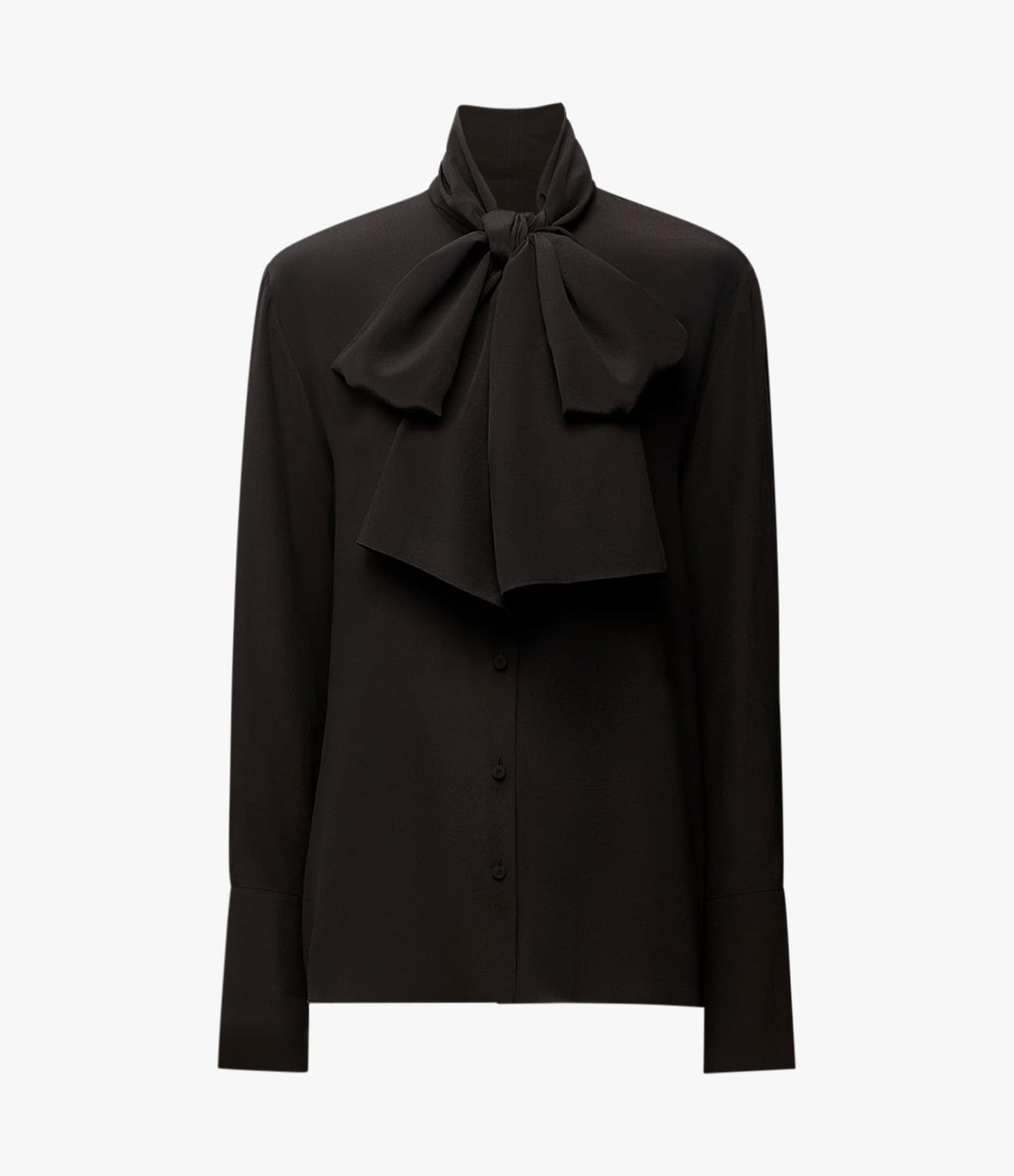 Another Tomorrow Signature Bow Blouse in Black – Silk Women's Top