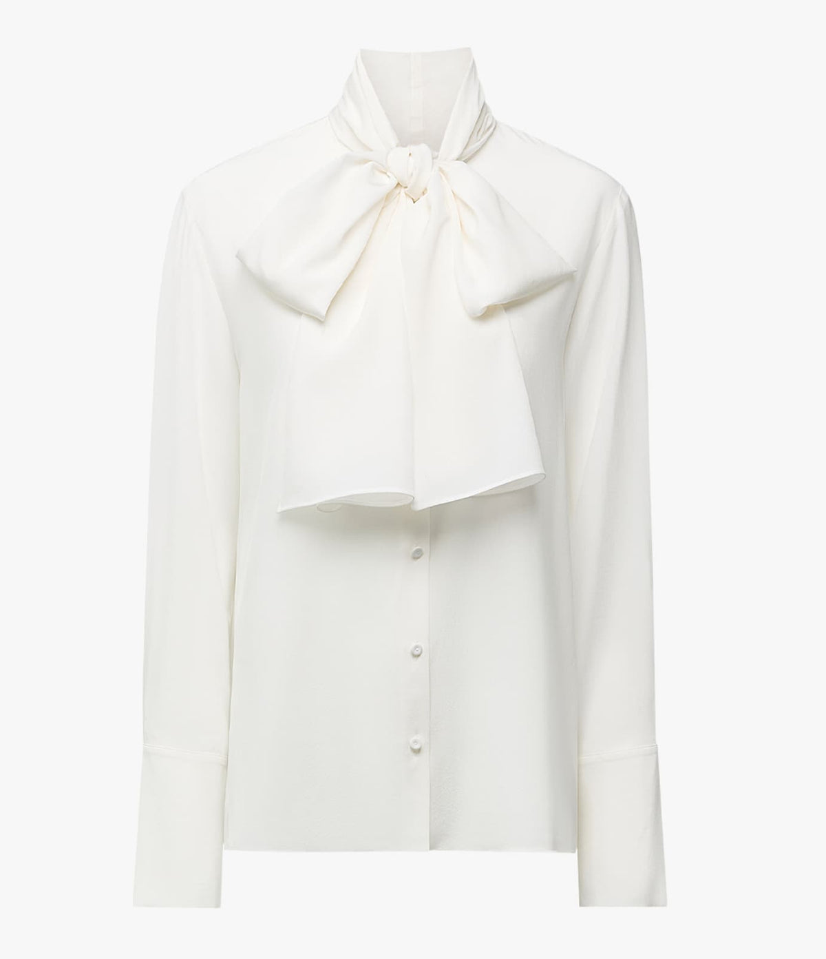Another Tomorrow Signature Bow Blouse in Off White – Silk Women's Top