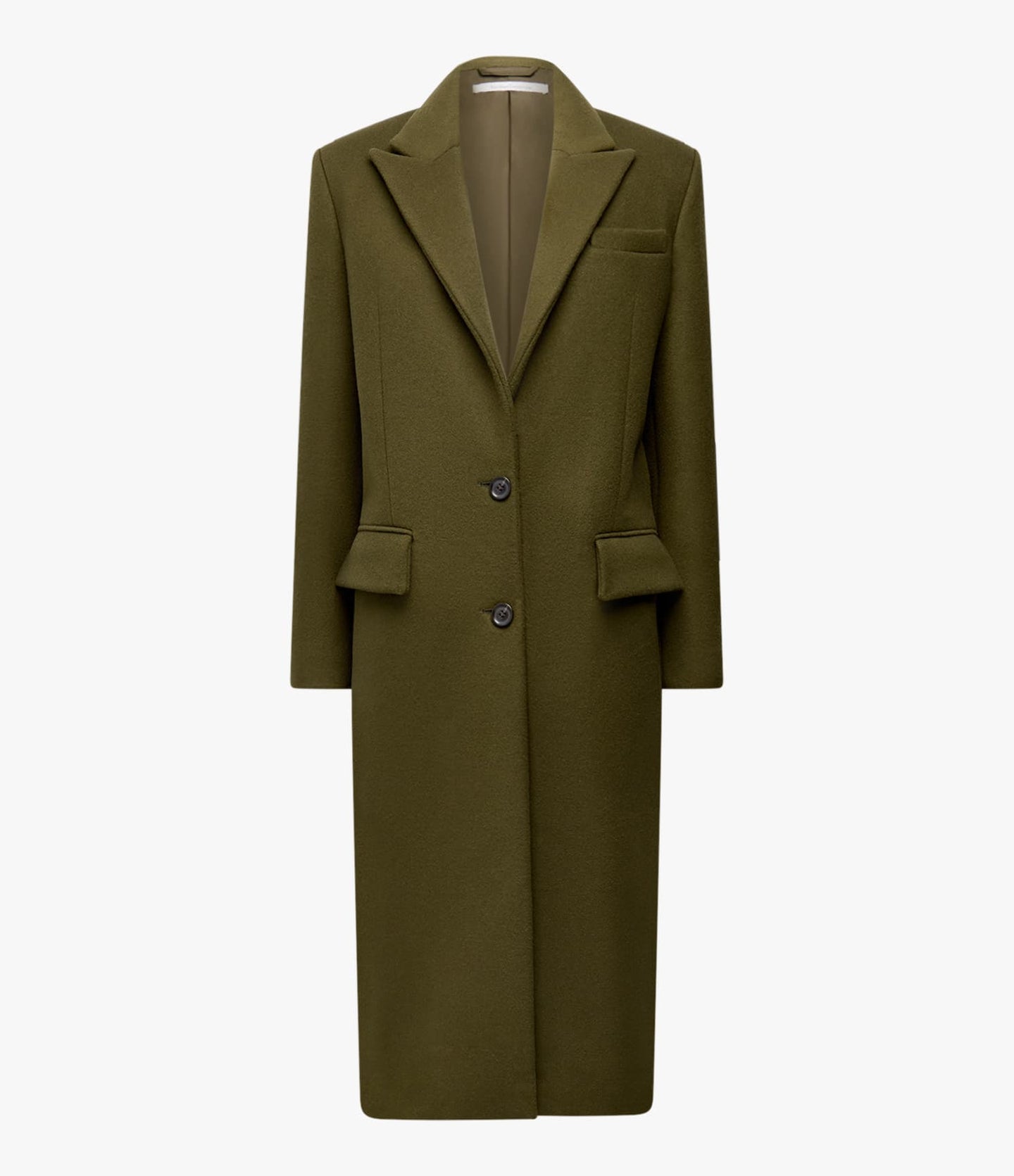 Another Tomorrow Tailored Overcoat in Moss – Wool Women's Outerwear