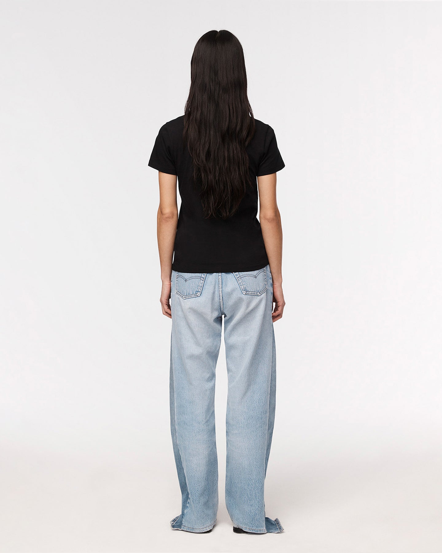 Another Tomorrow Crew Neck T-Shirt in Black – Cotton Women's Top