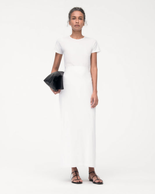 Another Tomorrow Tube Skirt in White – Cotton Women's Skirt