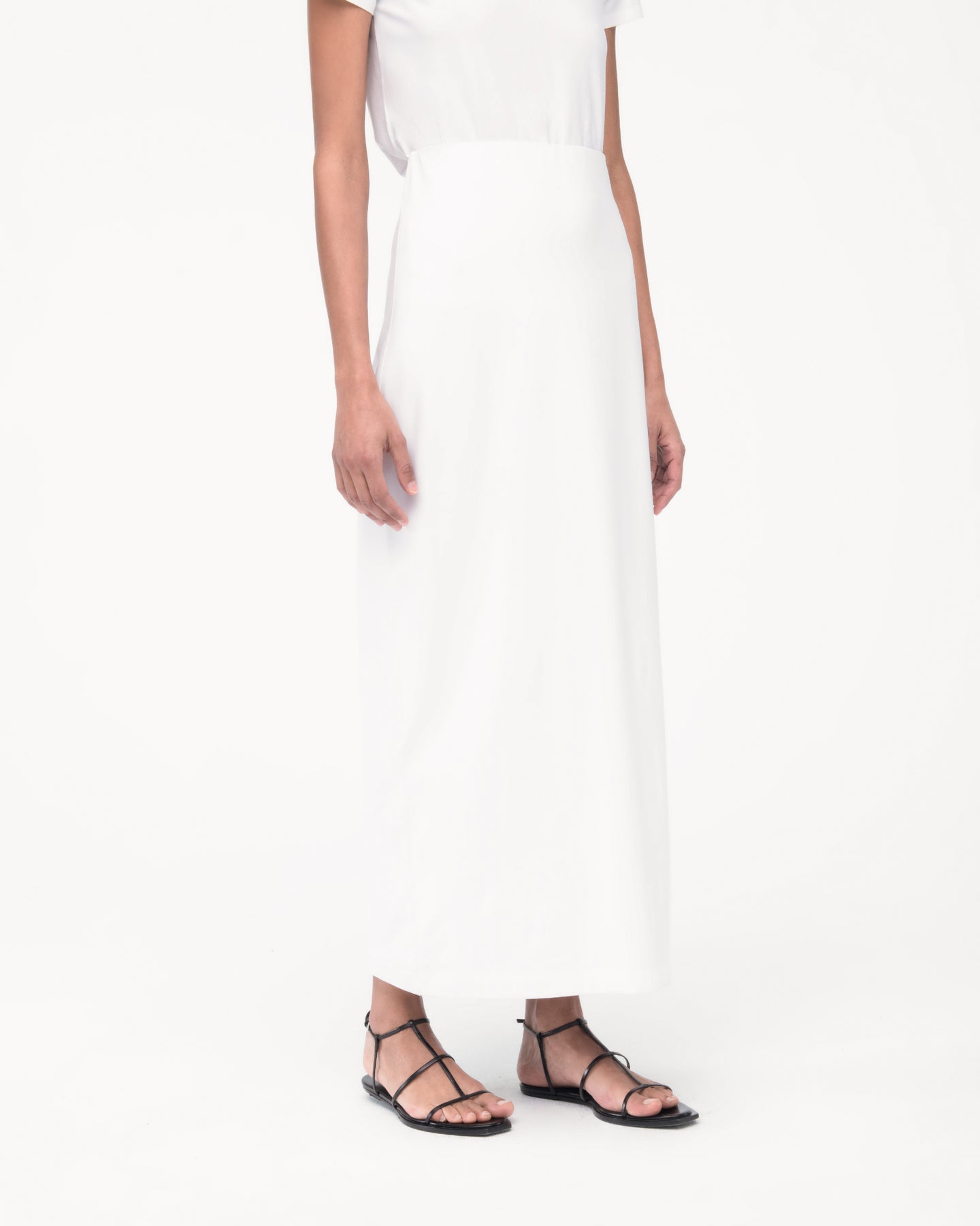 Another Tomorrow Tube Skirt in White – Cotton Women's Skirt