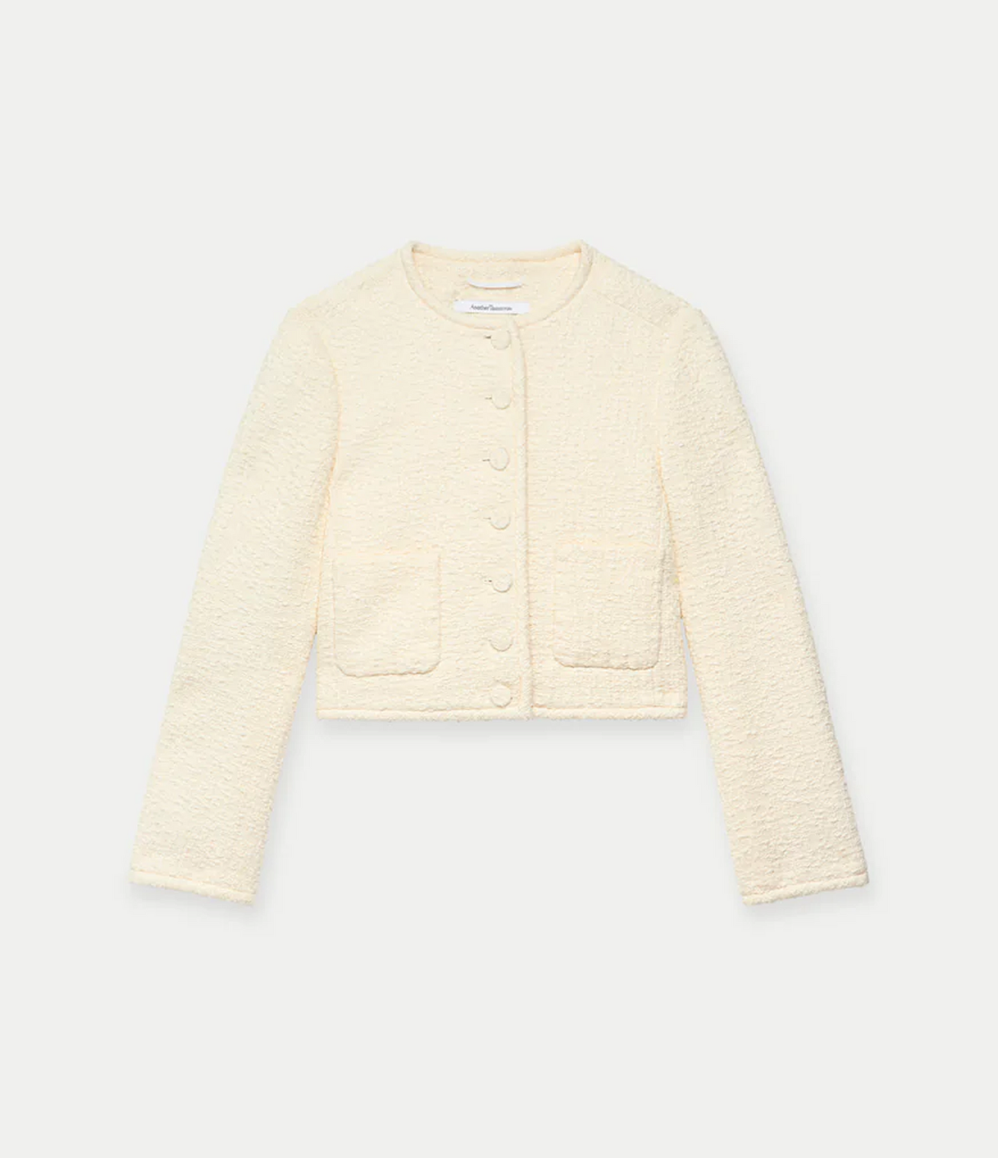 Another Tomorrow Cropped Tweed Jacket in Cream – Cotton Women's Jacket
