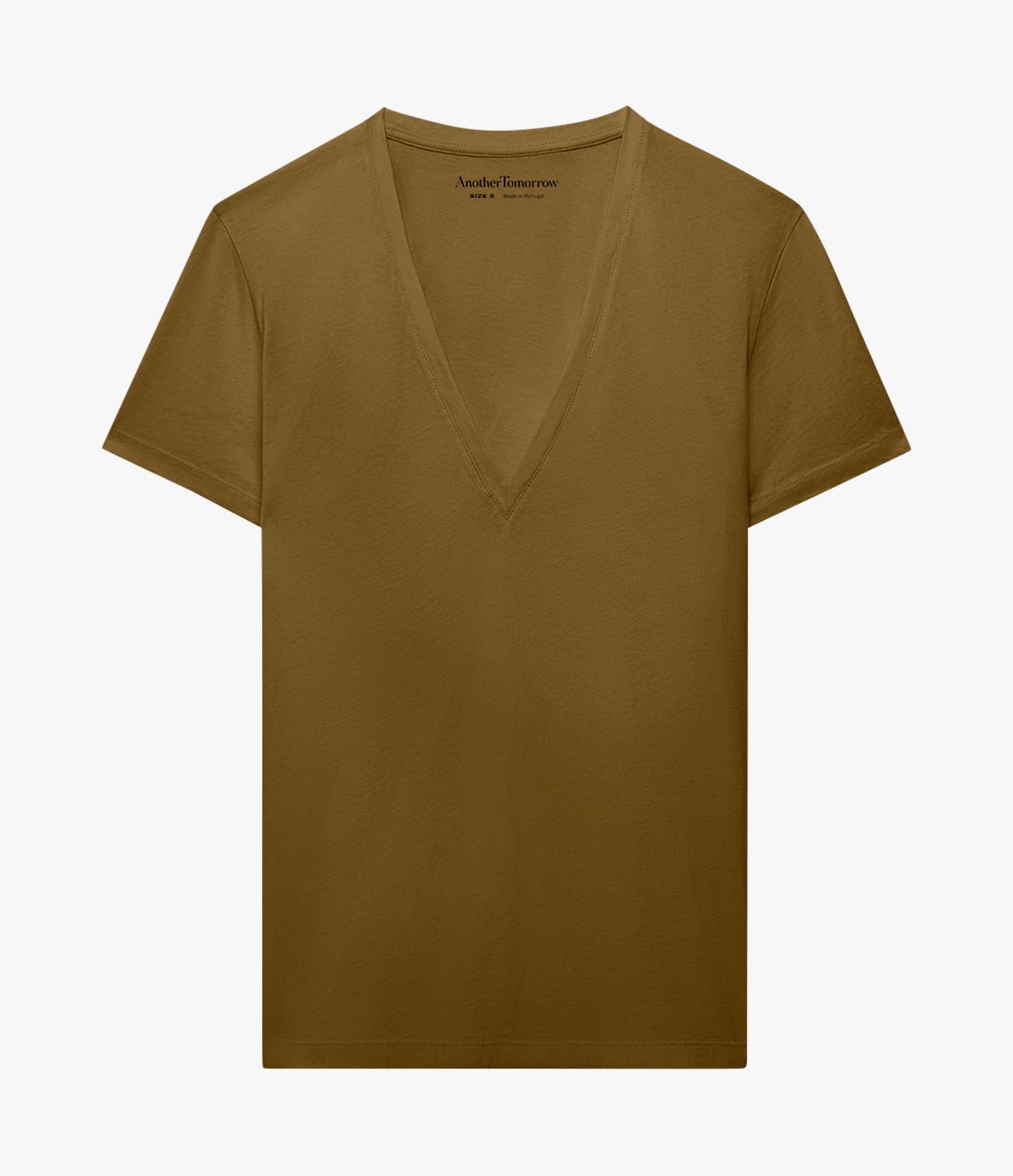 Another Tomorrow V-Neck Tee in Moss – Cotton Women's Top