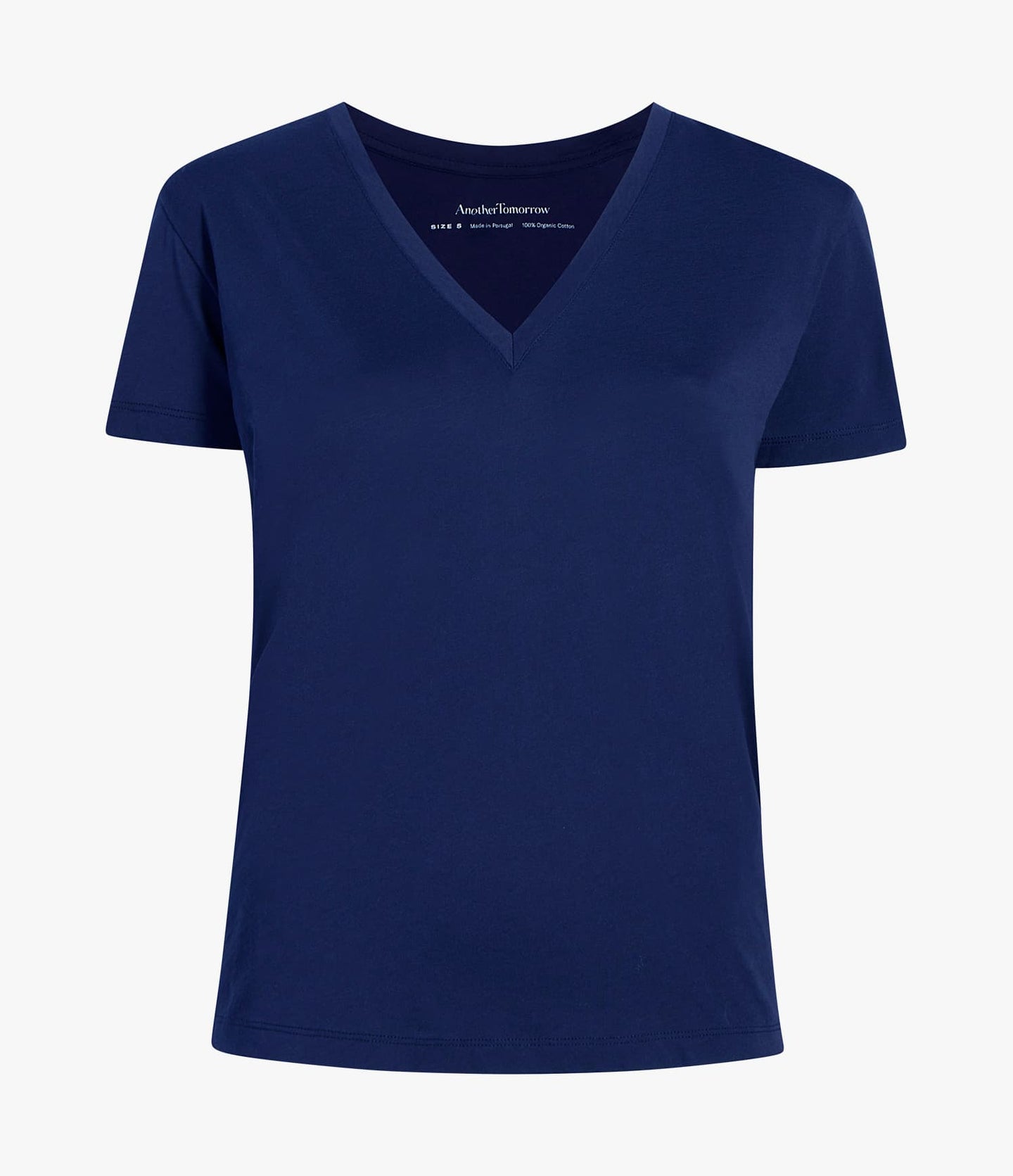 Another Tomorrow V-Neck Tee in Navy – Cotton Women's Top