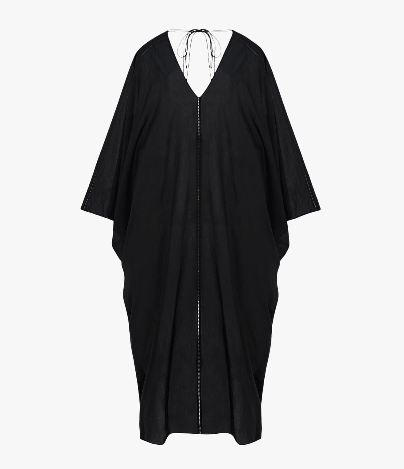 Another Tomorrow Voile Caftan in Black – Cotton Women's Dress