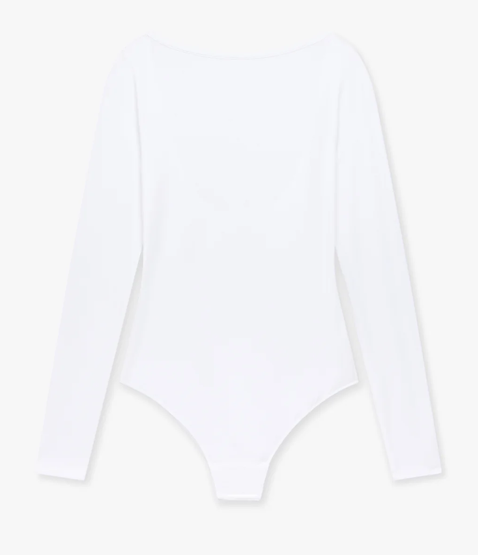 Another Tomorrow Scoopback Bodysuit in White – Cotton Women's Top