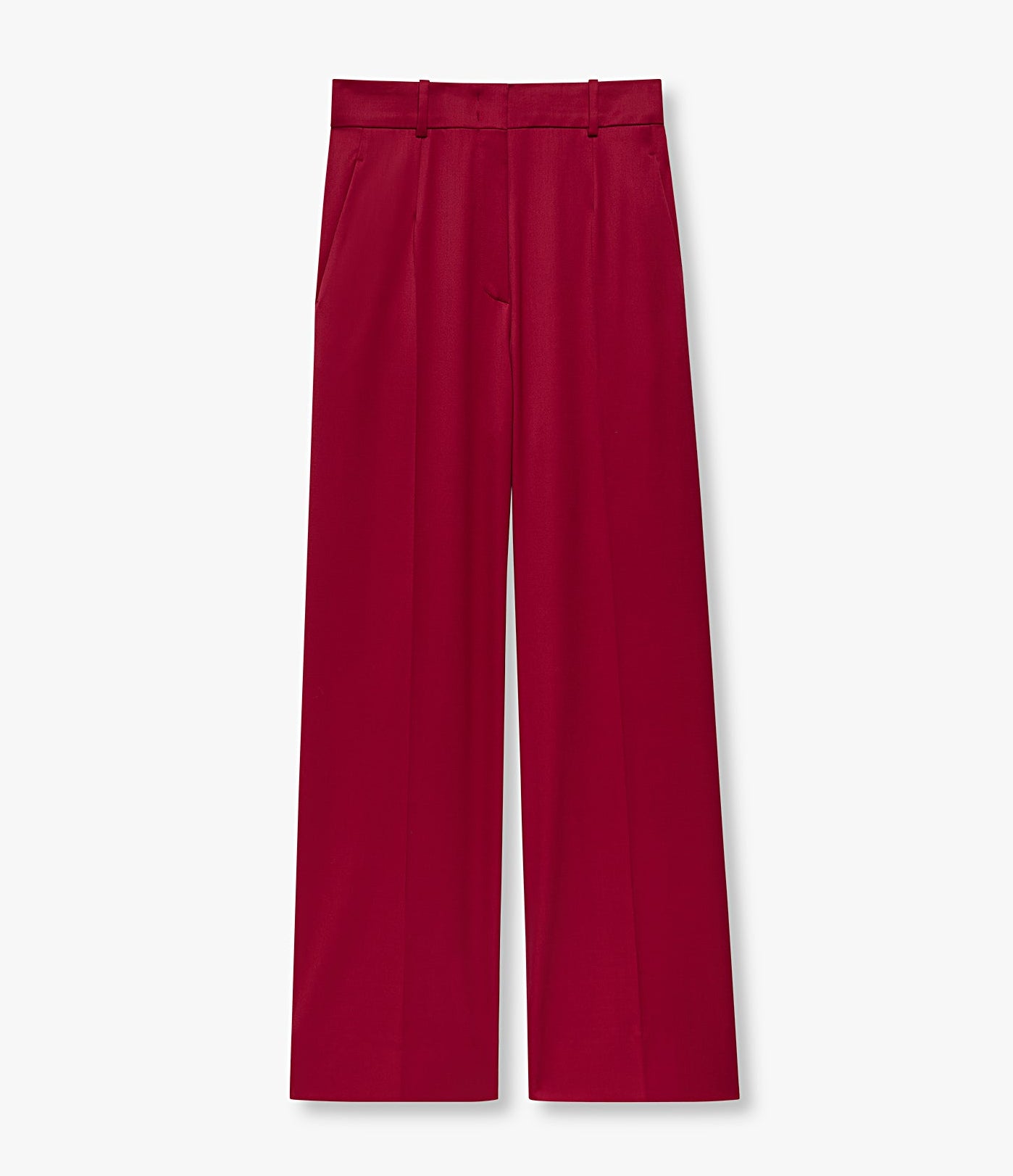 Another Tomorrow Wide Leg Suit Pant in Ruby – Wool Women's Trousers