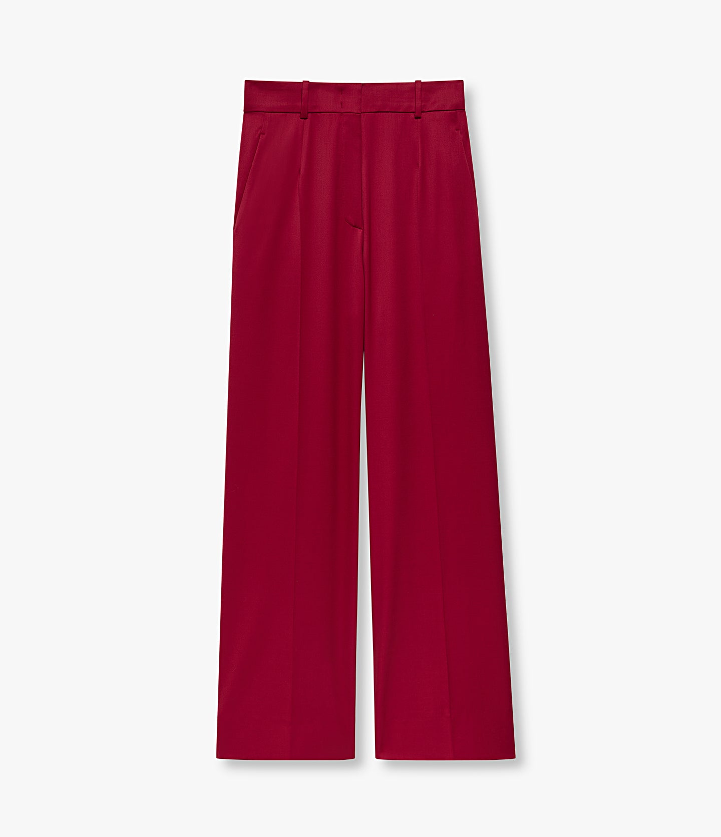 Another Tomorrow Wide Leg Suit Pant in Ruby – Wool Women's Trousers