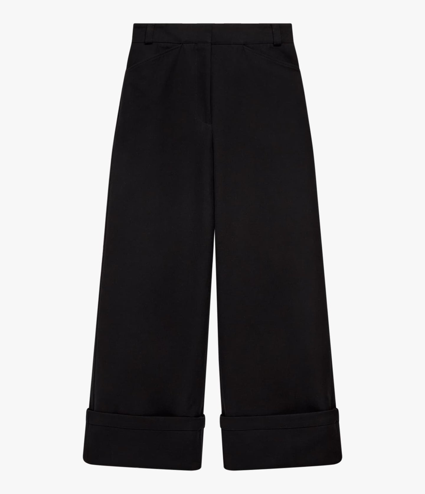 Another Tomorrow Wide Cuff Pant in Black – Cotton Women's Trousers