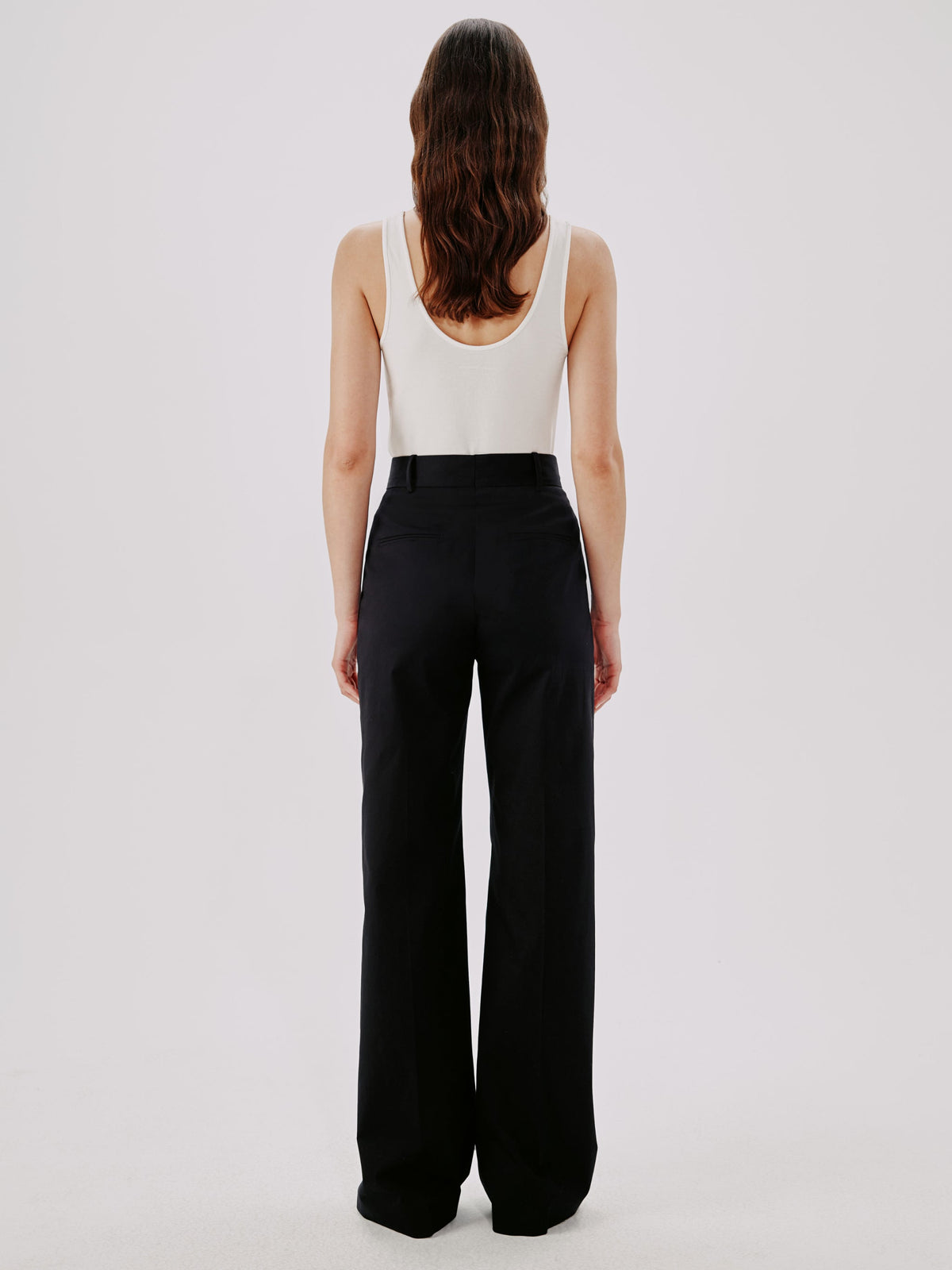 Another Tomorrow Wide Leg Pant in Black – Cotton Women's Trousers