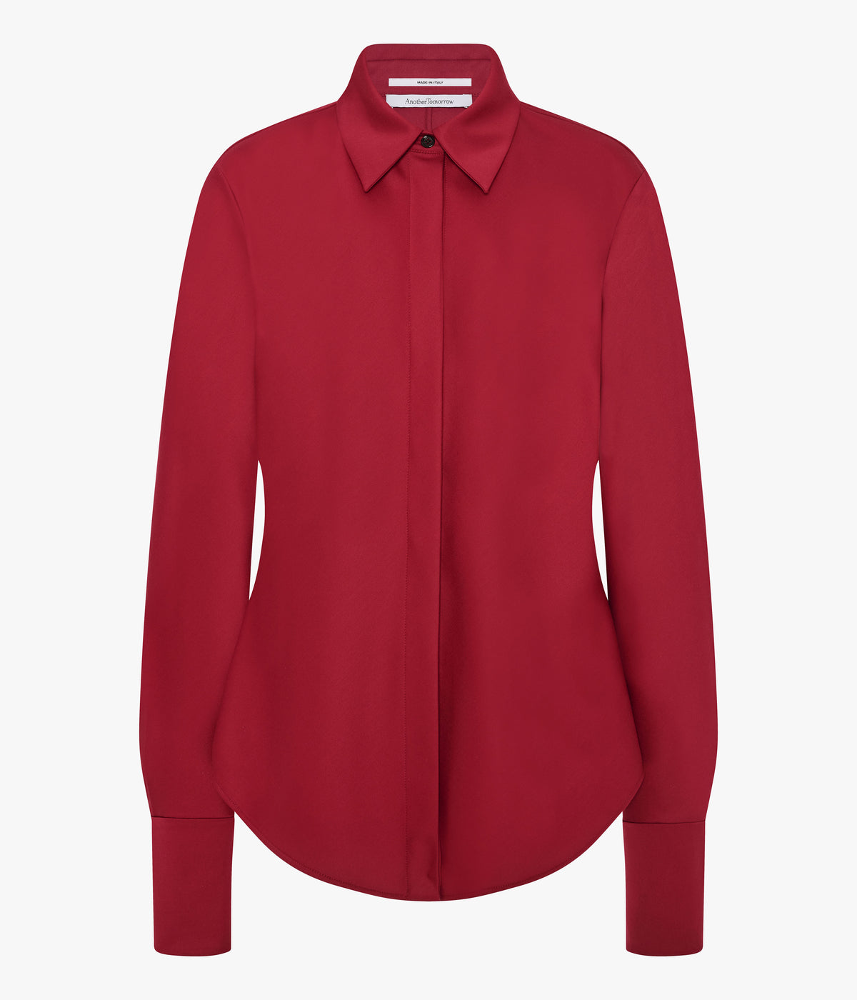 Another Tomorrow Wool Bias Shirt in Pinot Noir – Wool Women's Top