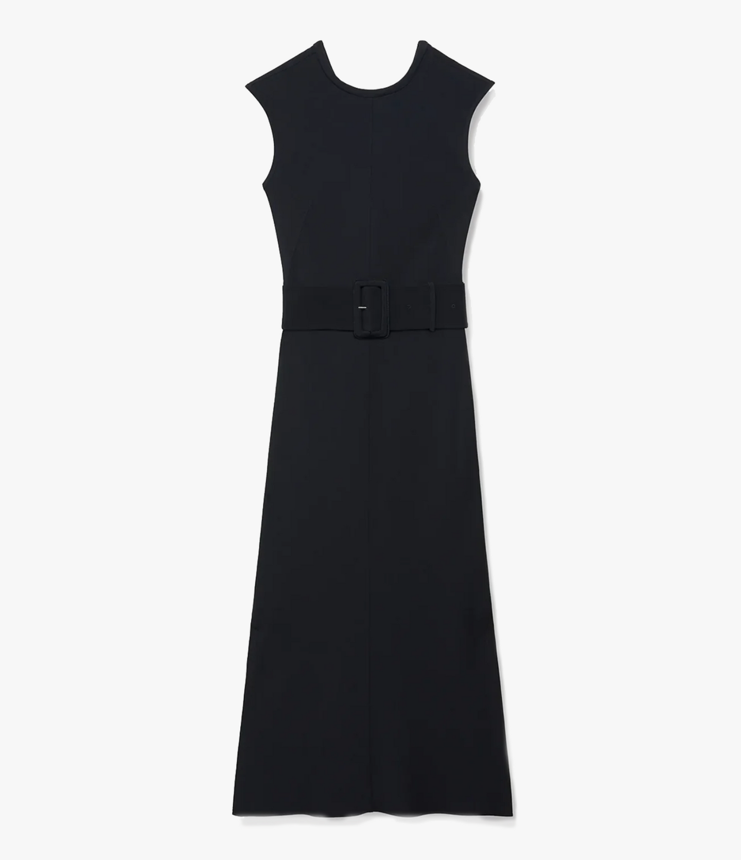 Another Tomorrow Bias Belted Dress in Black – Crêpe Women's Dress