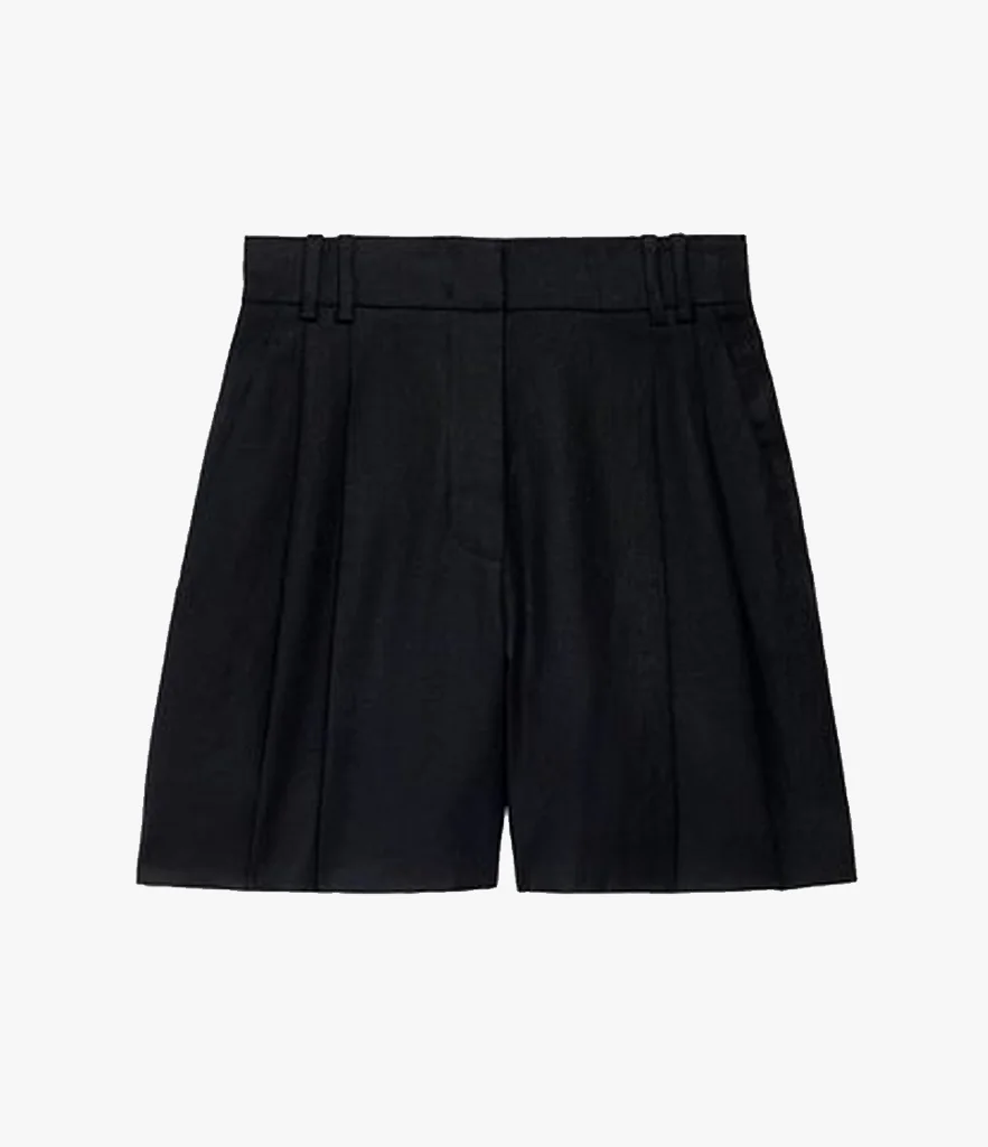 Linen Pleated Short | Black in black