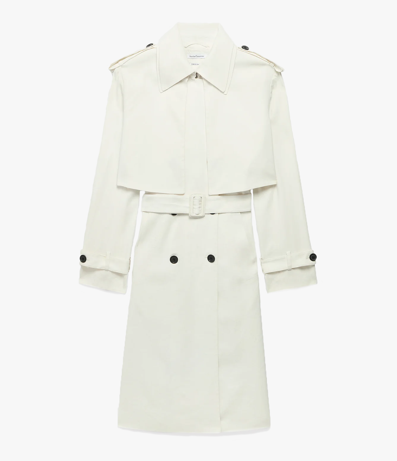 Another Tomorrow Convertible Trench in Off White – Viscose Women's Outerwear