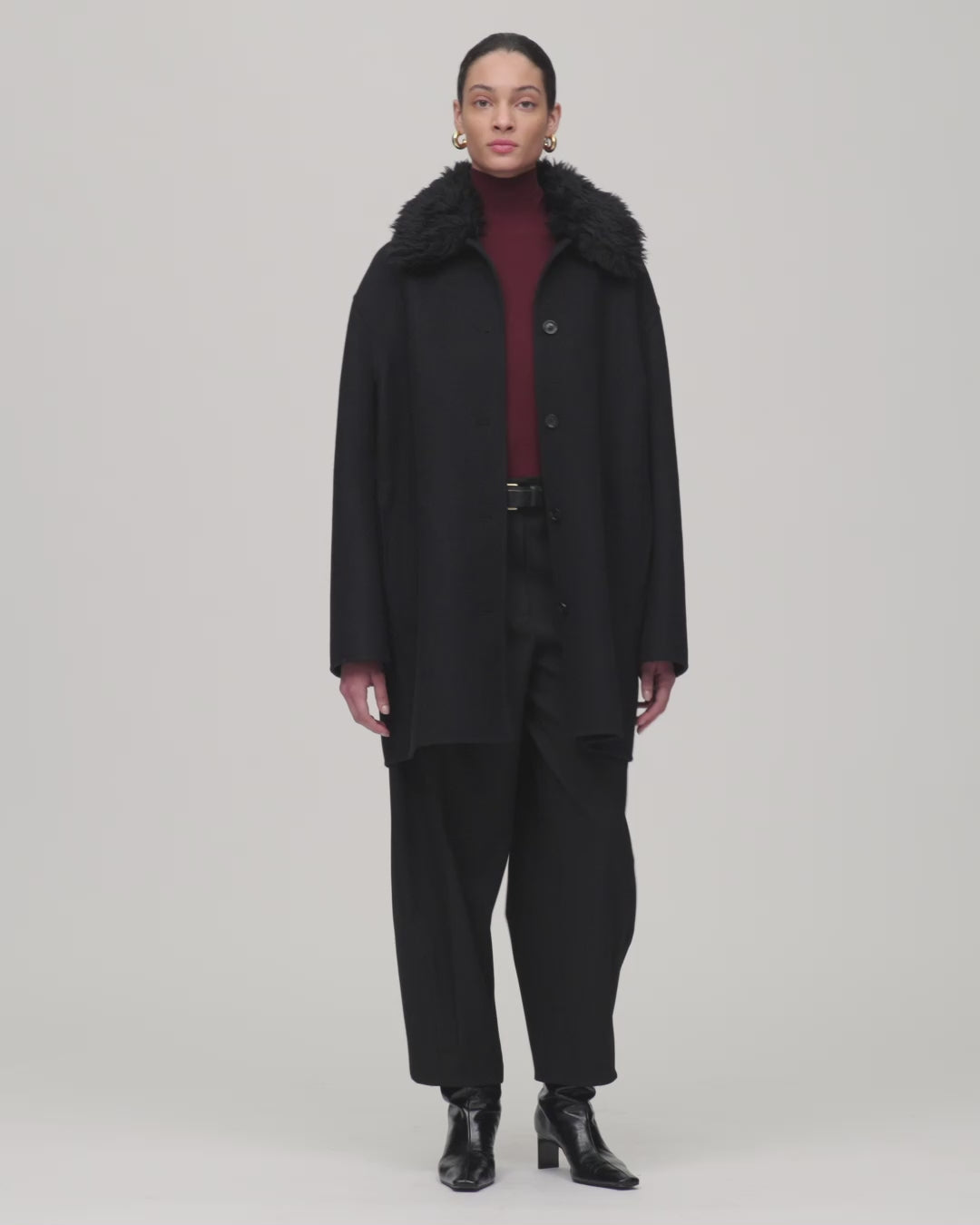 Fur Collar Balmacaan | Black – Another Tomorrow