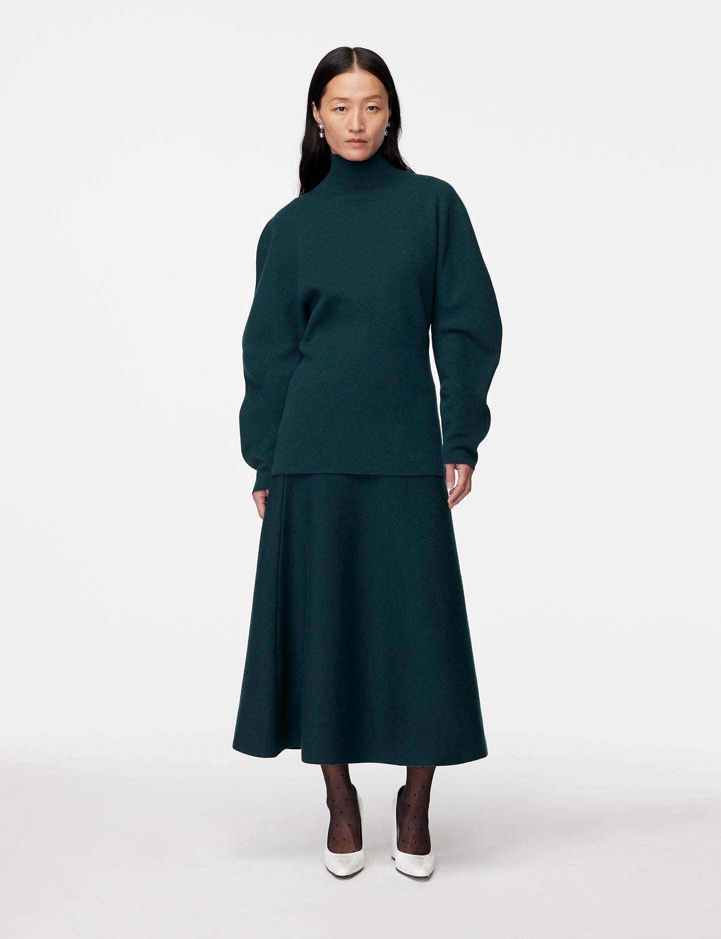 Another Tomorrow Merino Wool Knit Skirt in Juniper – Wool Women's Skirt