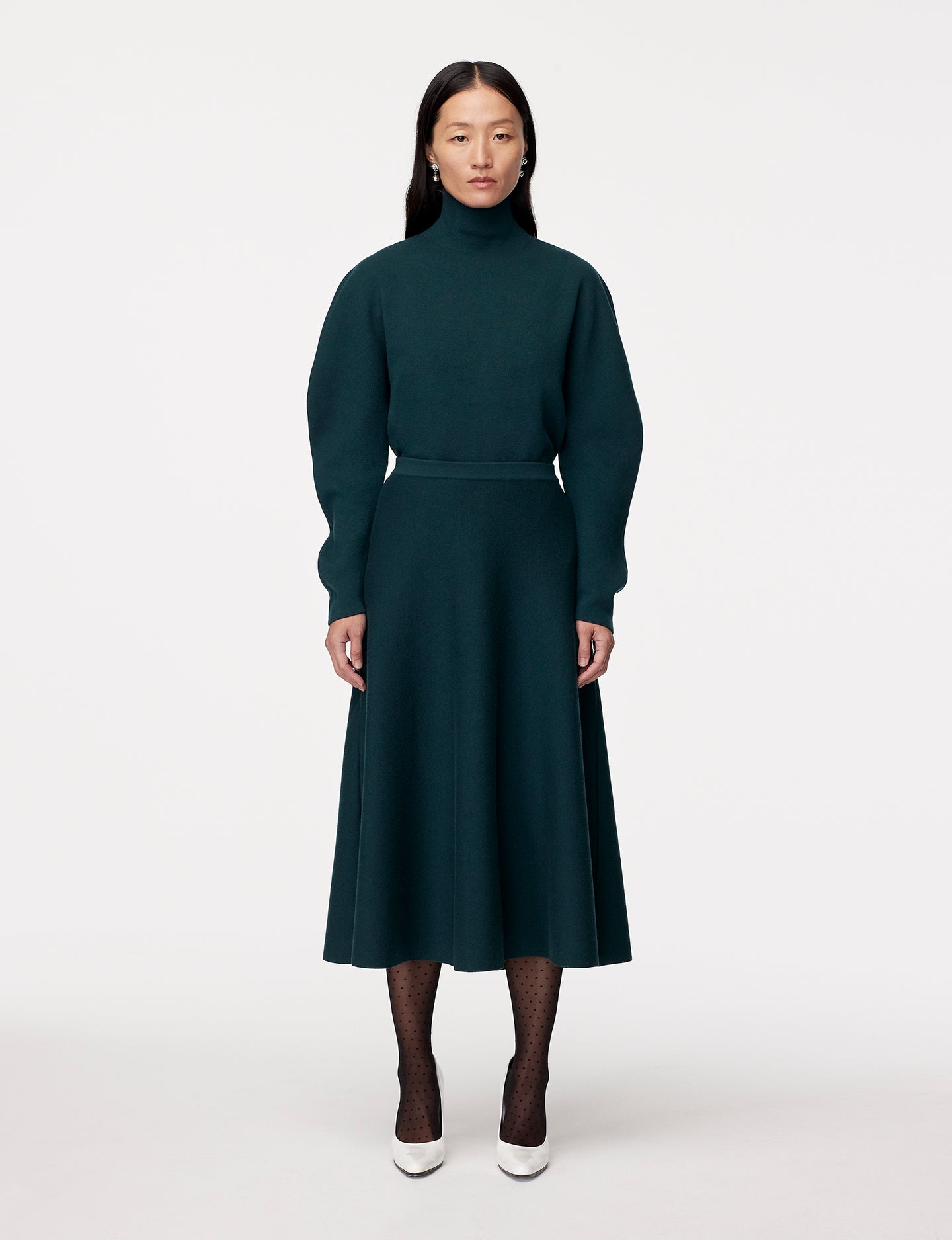 Another Tomorrow Merino Wool Knit Skirt in Juniper – Wool Women's Skirt