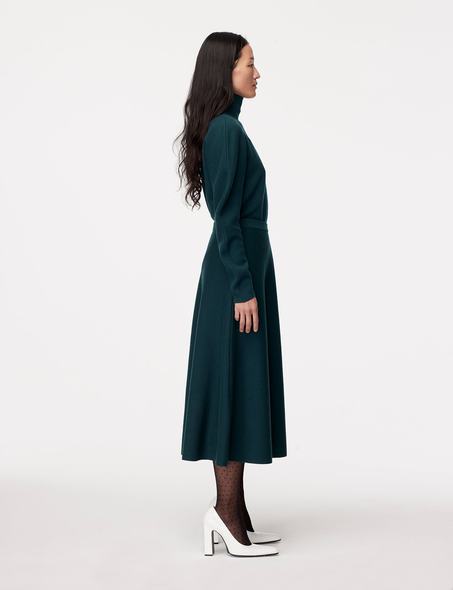 Another Tomorrow Merino Wool Knit Skirt in Juniper – Wool Women's Skirt