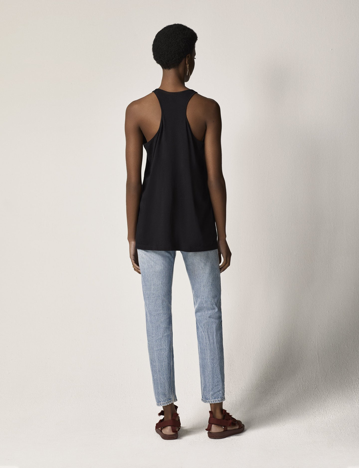 Another Tomorrow Relaxed Tank in Black – Cotton Women's Top