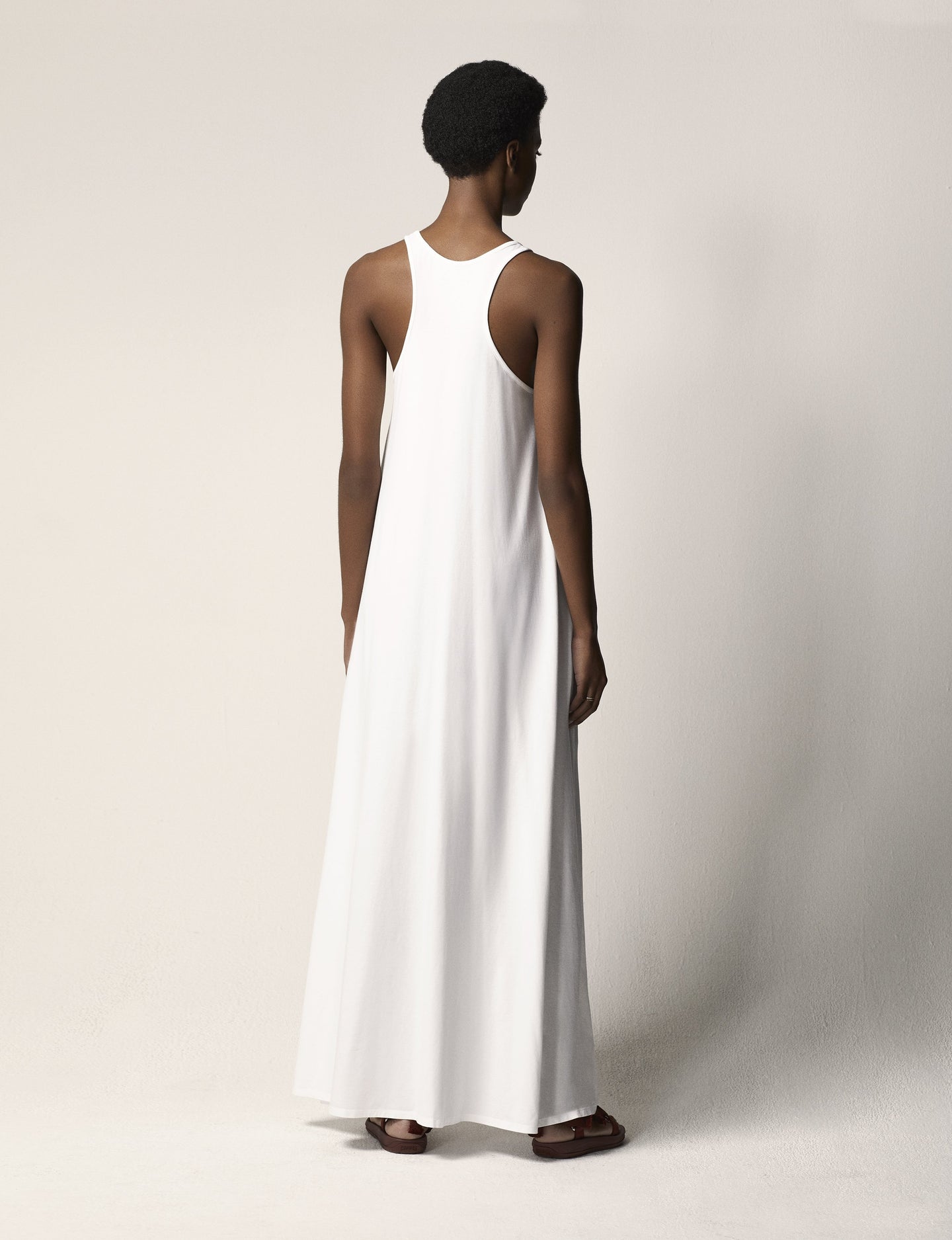 Another Tomorrow Racerback Dress in White – Cotton Women's Dress