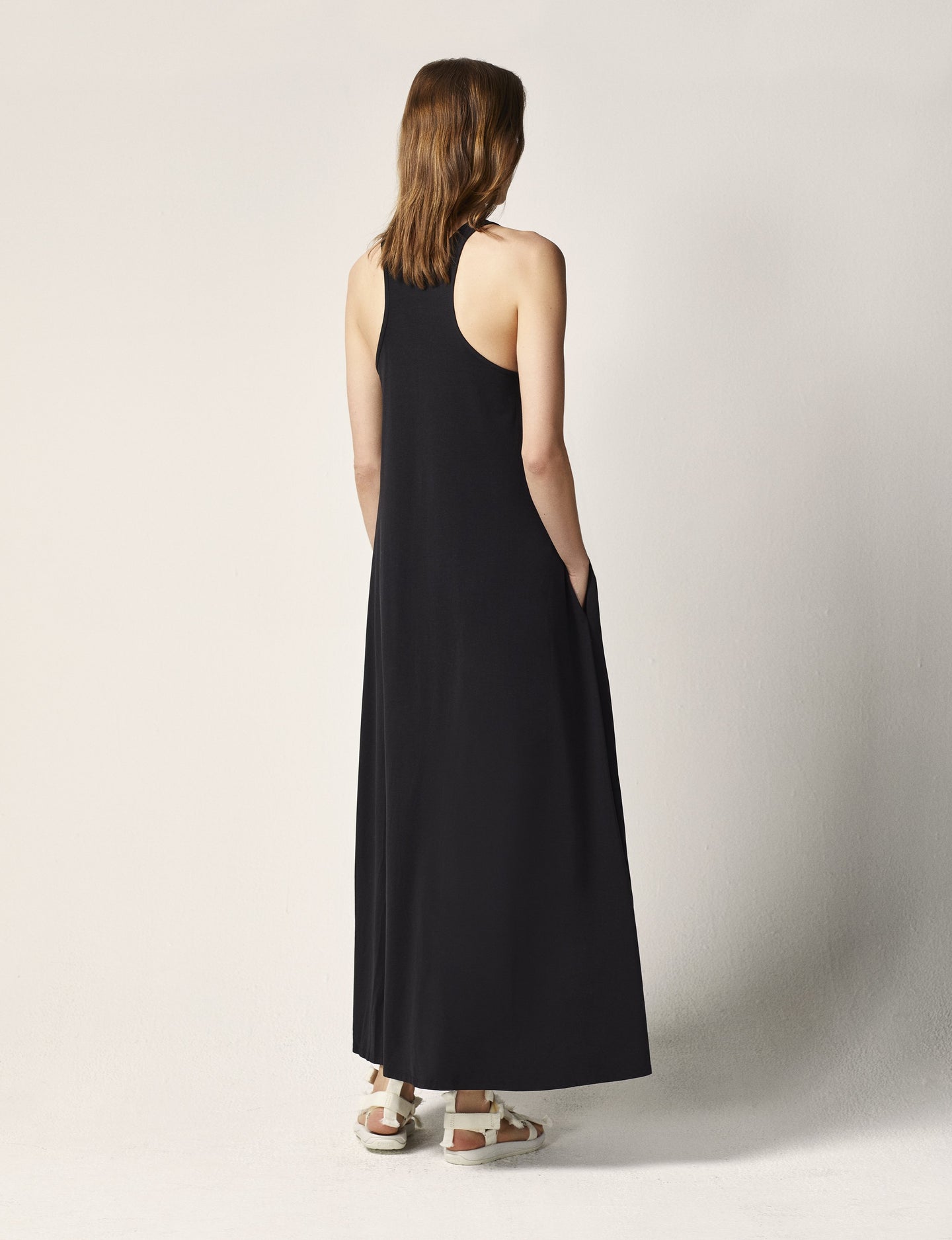 Another Tomorrow Racerback Dress in Black – Cotton Women's Dress