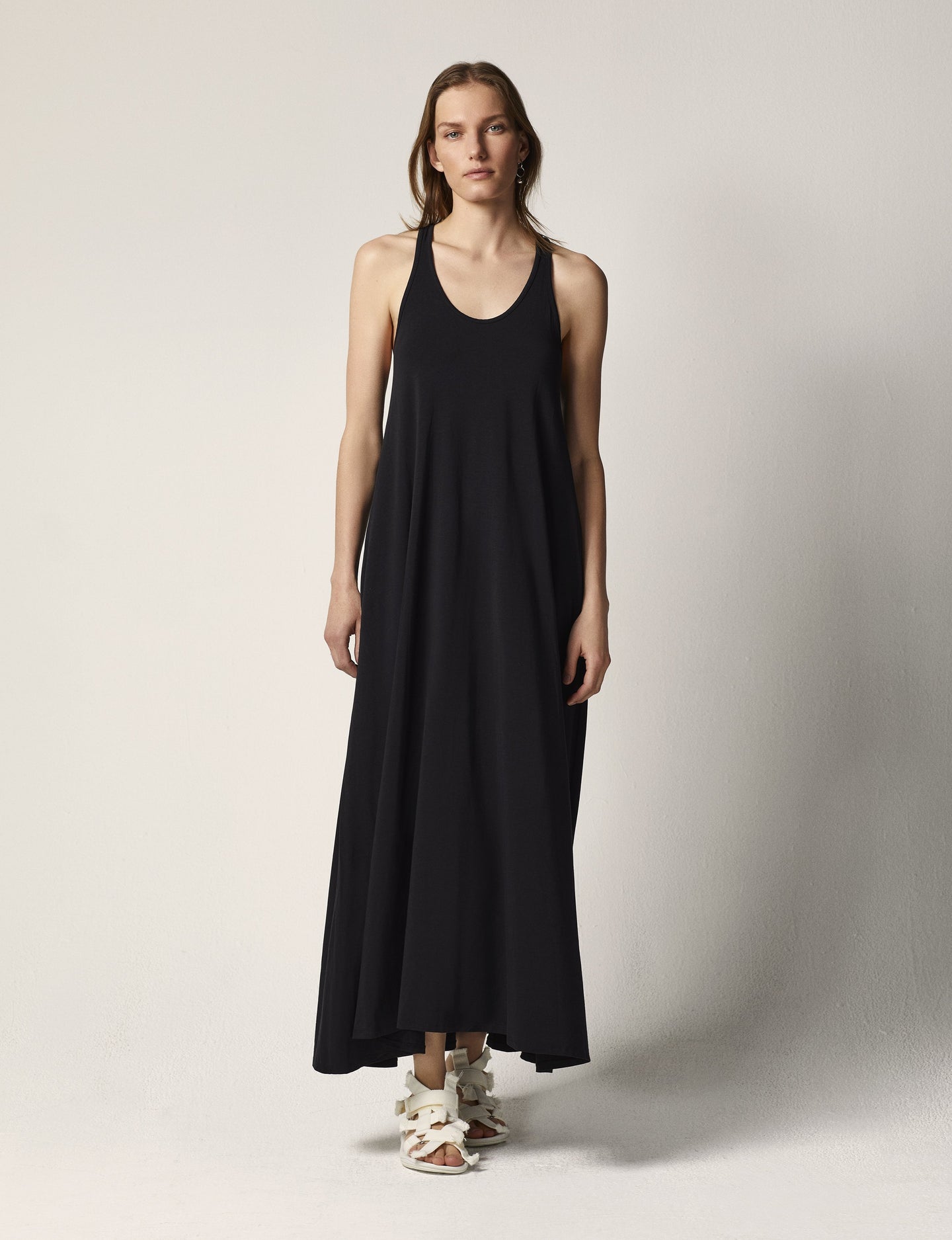 Another Tomorrow Racerback Dress in Black – Cotton Women's Dress