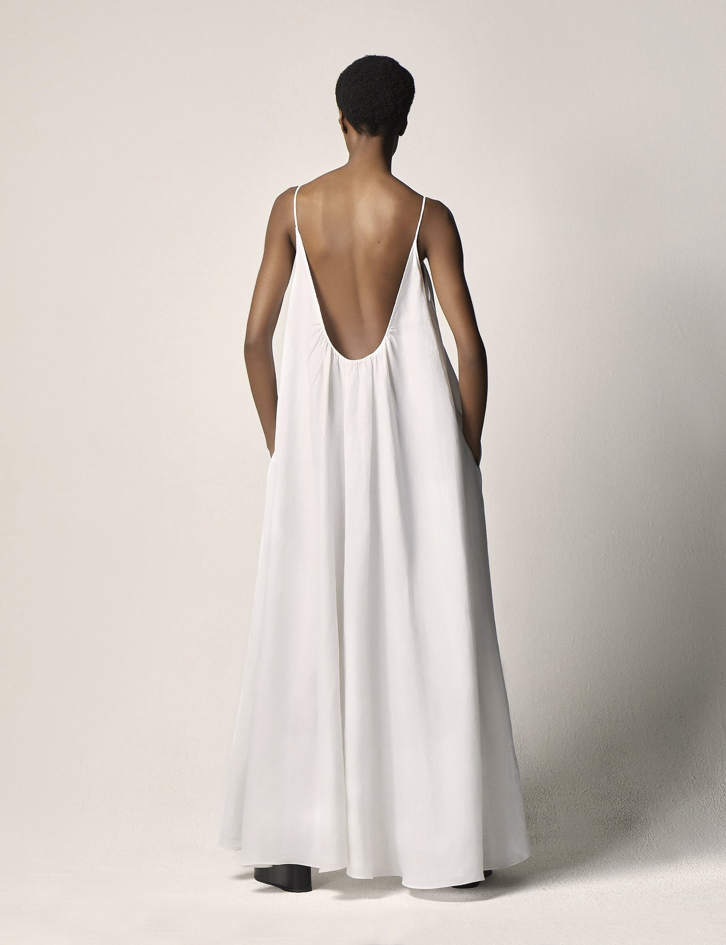 Another Tomorrow Gathered Summer Dress in White – Linen Women's Dress