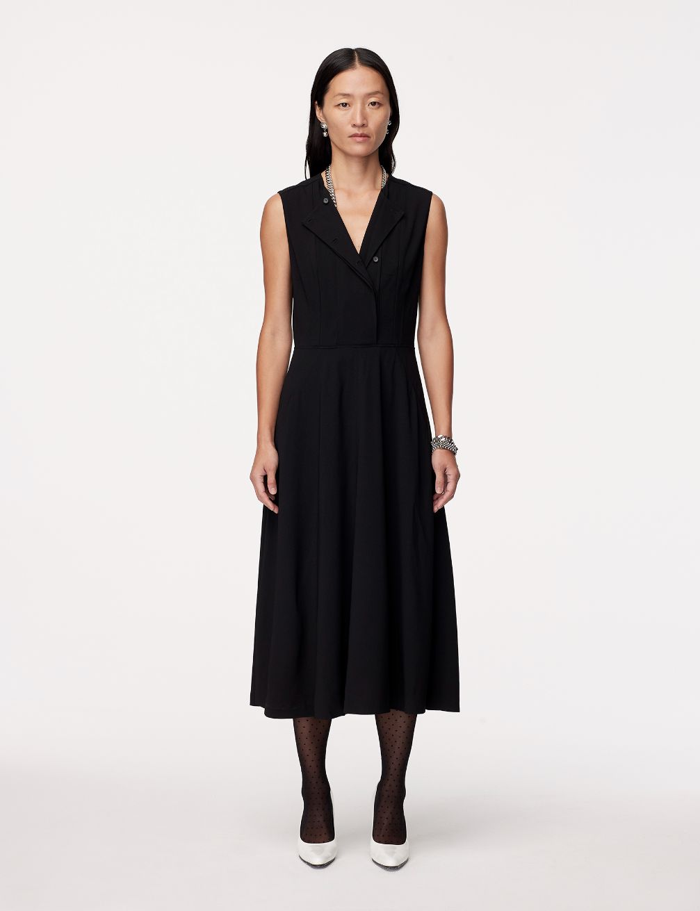 Another Tomorrow Panelled Dress in Black – Viscose Women's Dress