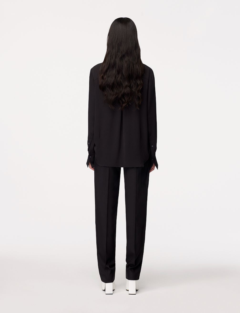 Silk Detachable Bandana Blouse | Black in black