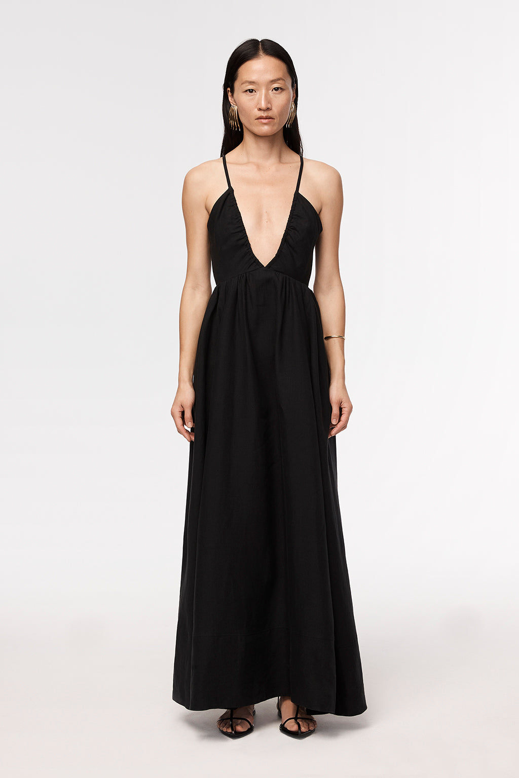 Another Tomorrow Linen Halter Dress in Black – Linen Women's Dress