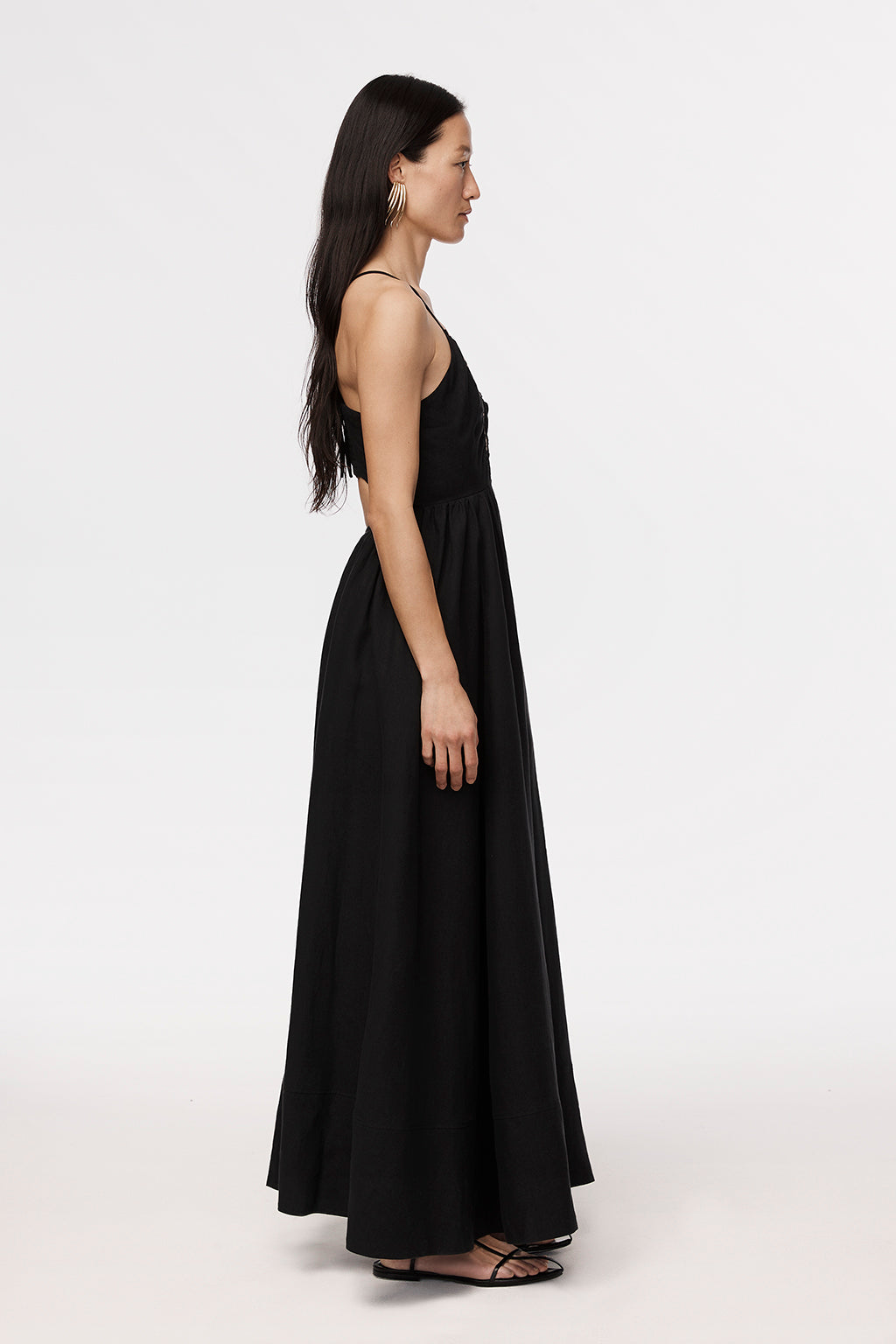 Another Tomorrow Linen Halter Dress in Black – Linen Women's Dress