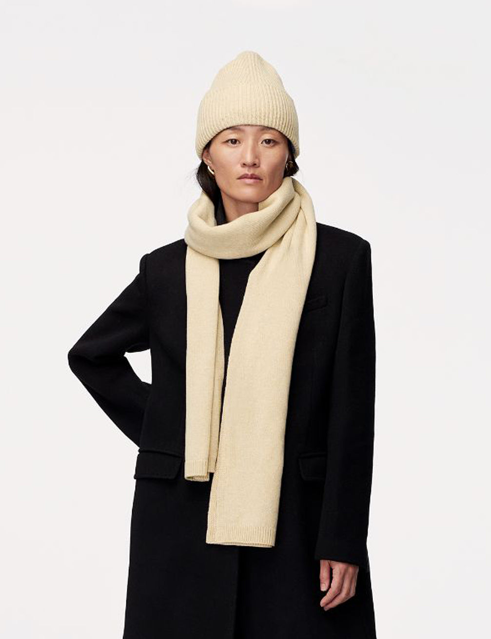 Another Tomorrow Cashmere Beanie in Ivory – Cashmere