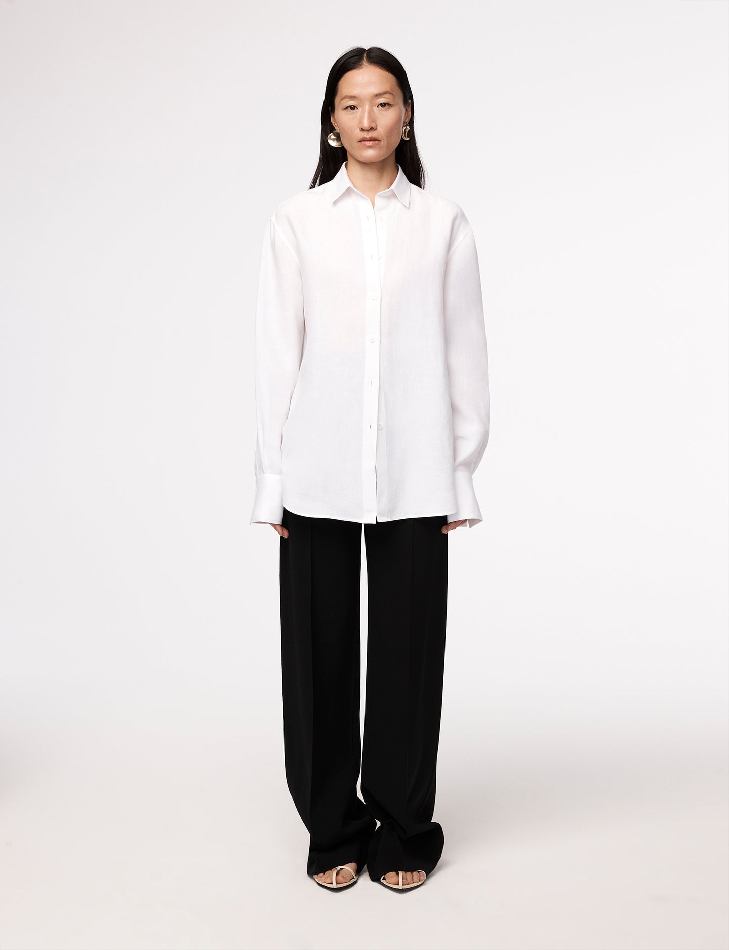 Another Tomorrow Linen Oversized Men's Shirt in White – Linen