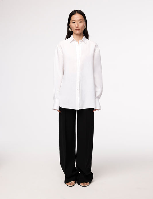 Another Tomorrow Linen Oversized Men's Shirt in White – Linen