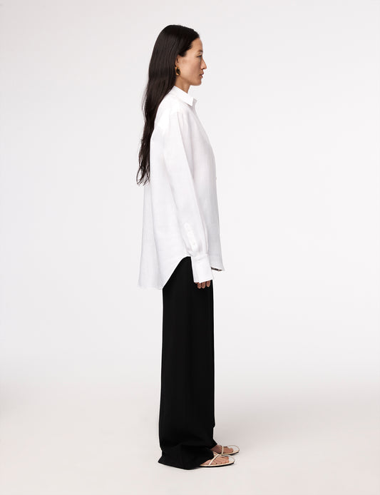 Another Tomorrow Linen Oversized Men's Shirt in White – Linen