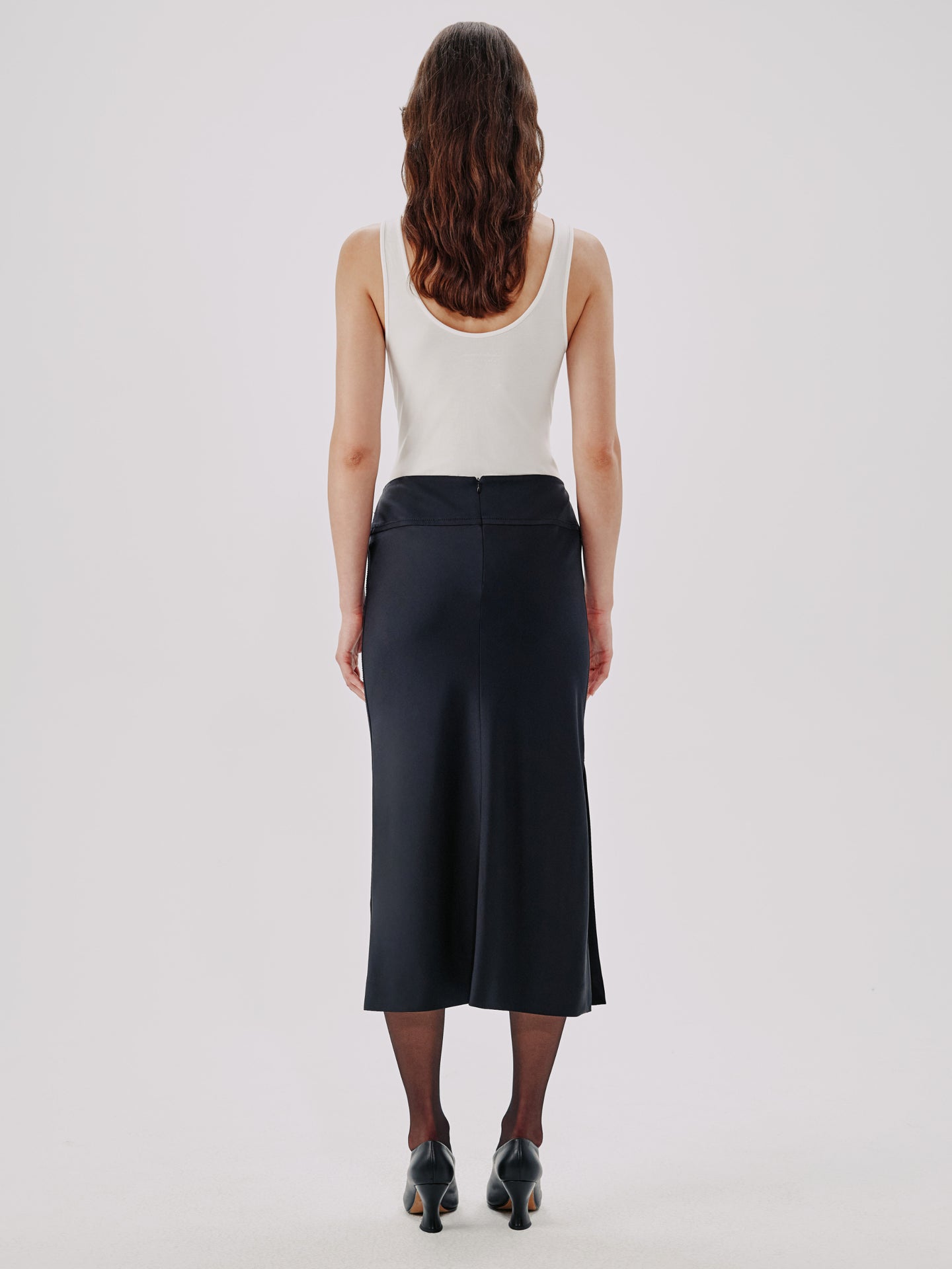 Another Tomorrow Bias Slip Skirt in Black – Viscose Women's Skirt