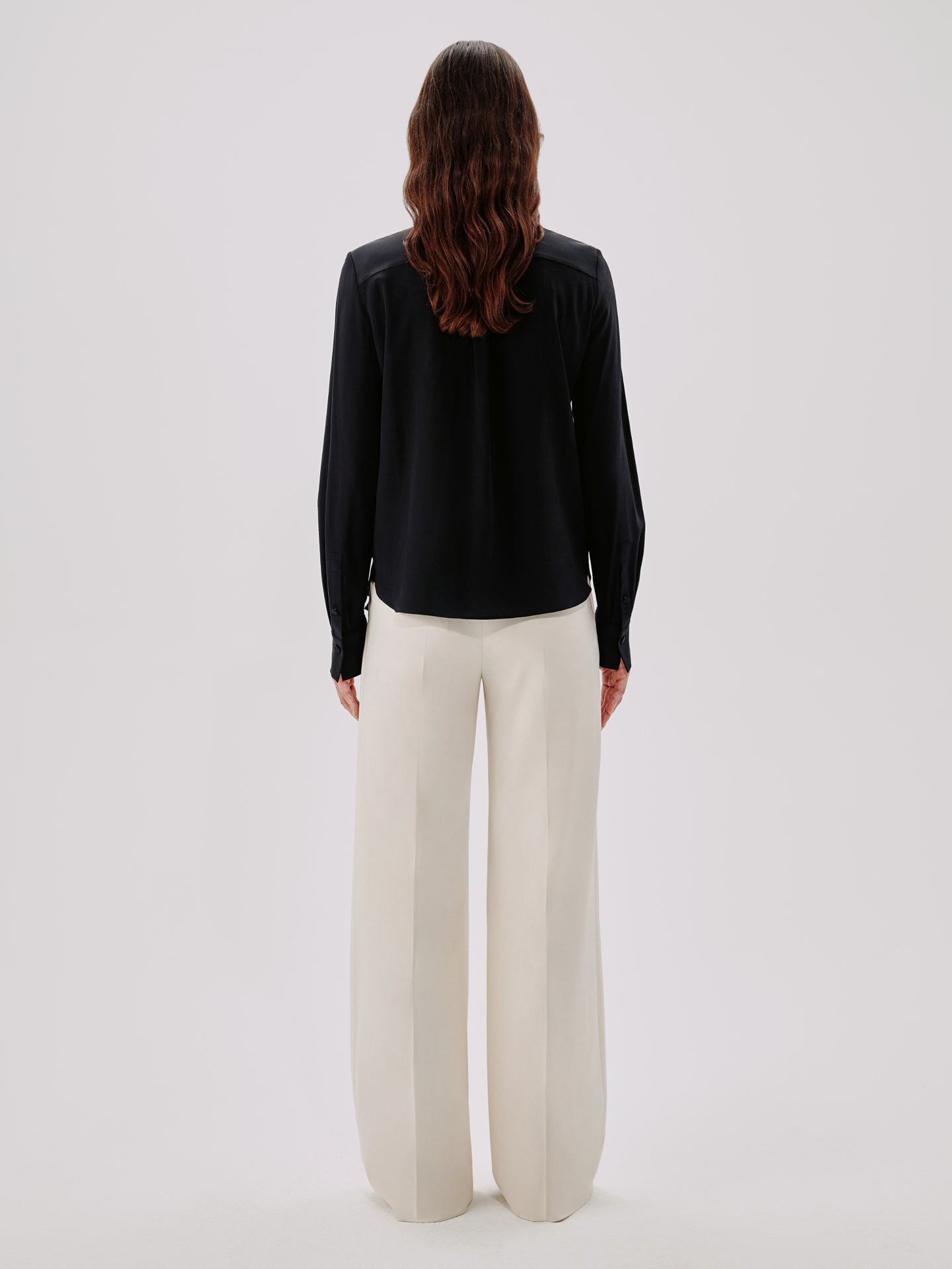 Another Tomorrow Bow Blouse in Black – Silk Women's Top