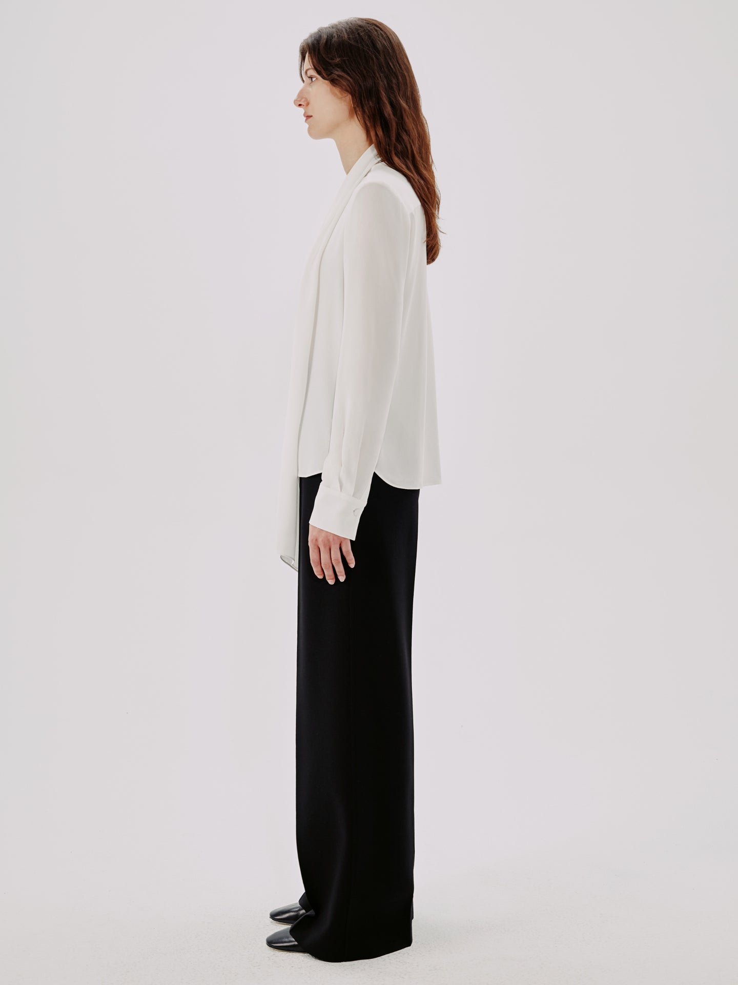 Another Tomorrow Bow Blouse in White – Viscose Women's Top