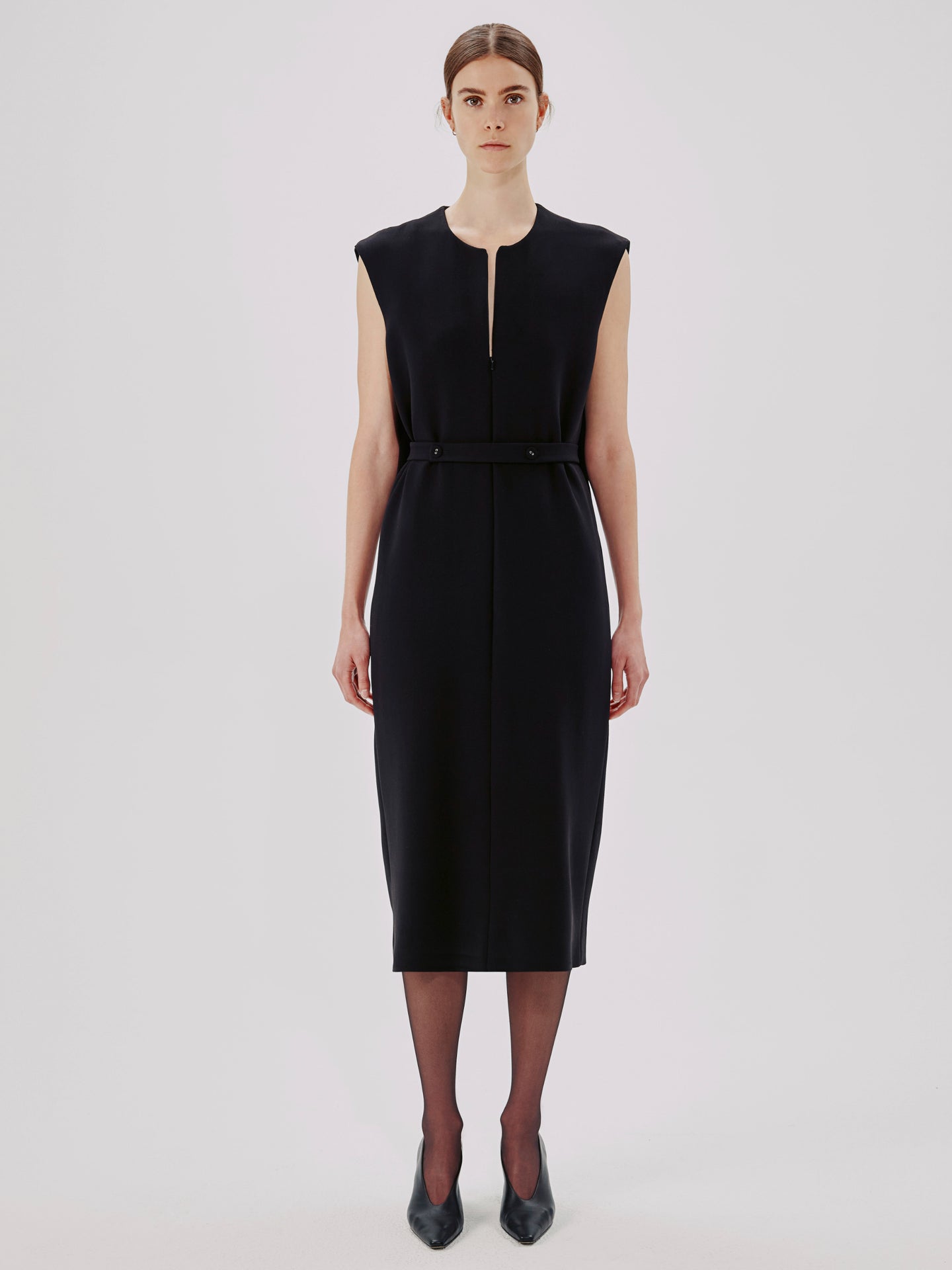 Another Tomorrow Cape Back Sheath Dress in Black – Wool Women's Dress