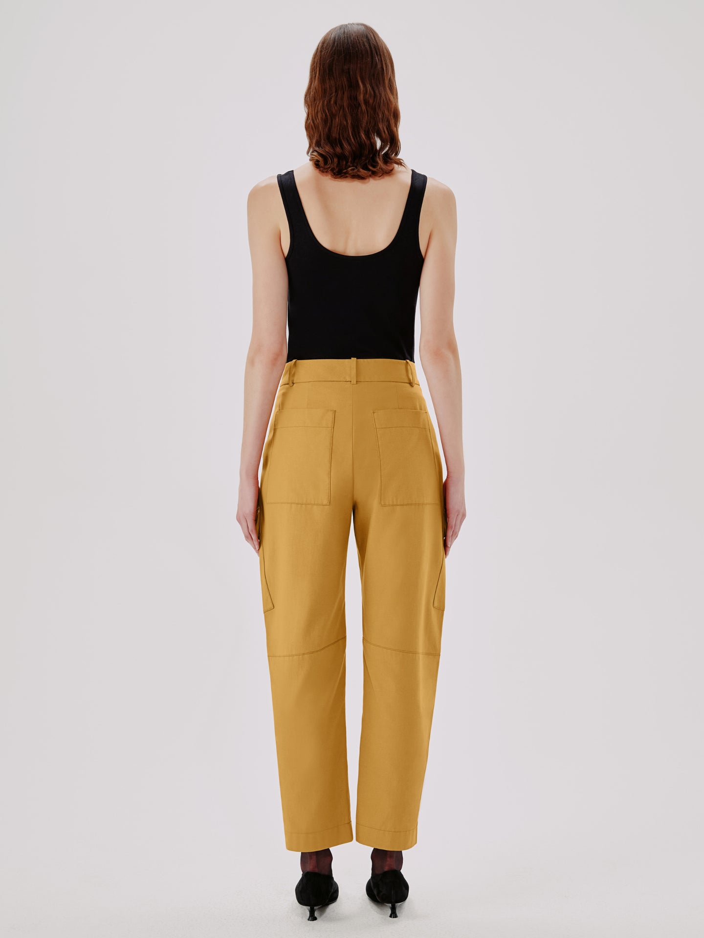 Another Tomorrow Curved Cargo Pant in Goldenrod – Cotton Women's Trousers