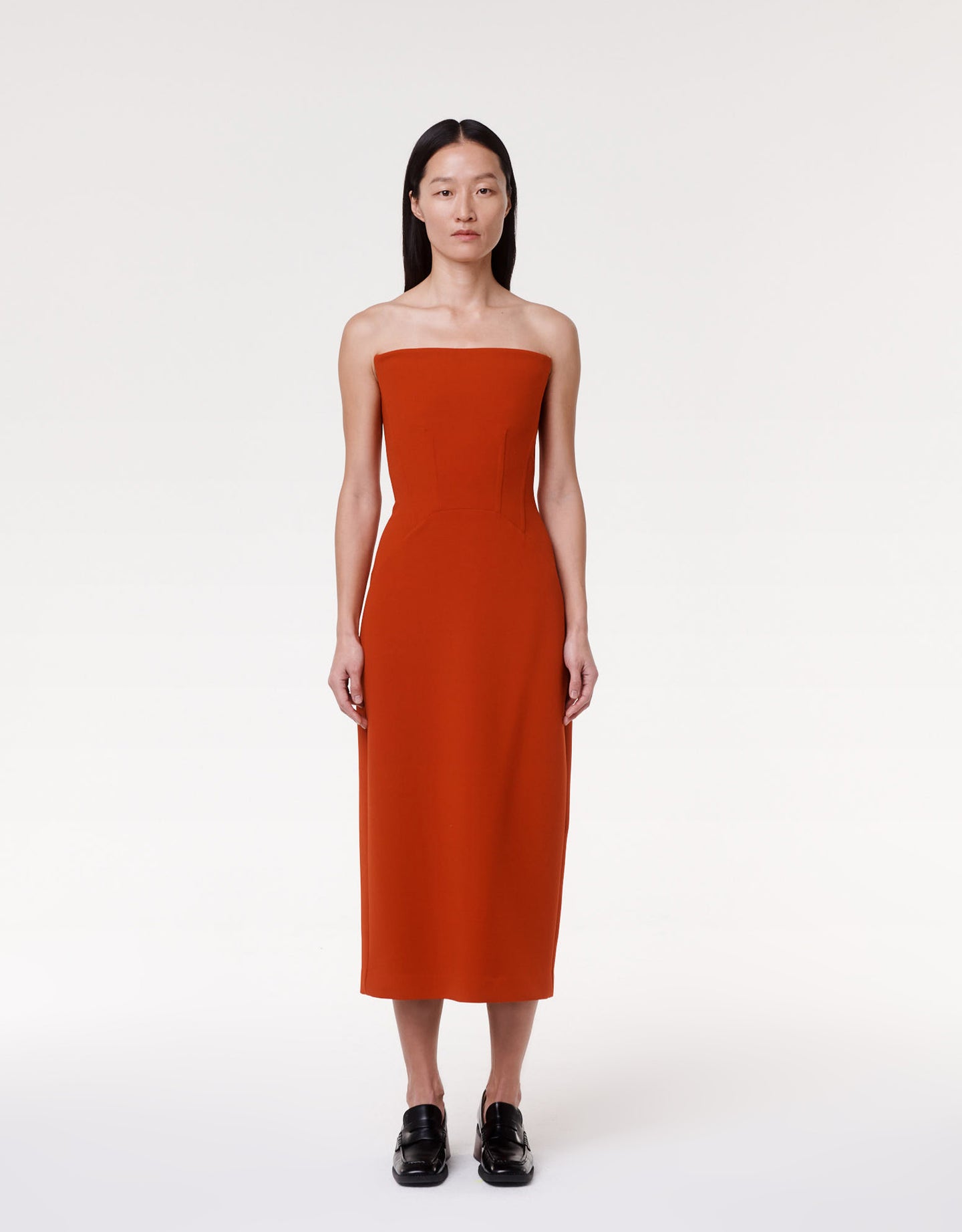 Another Tomorrow Doppio Structured Dress in Sedona Red – Wool Women's Dress