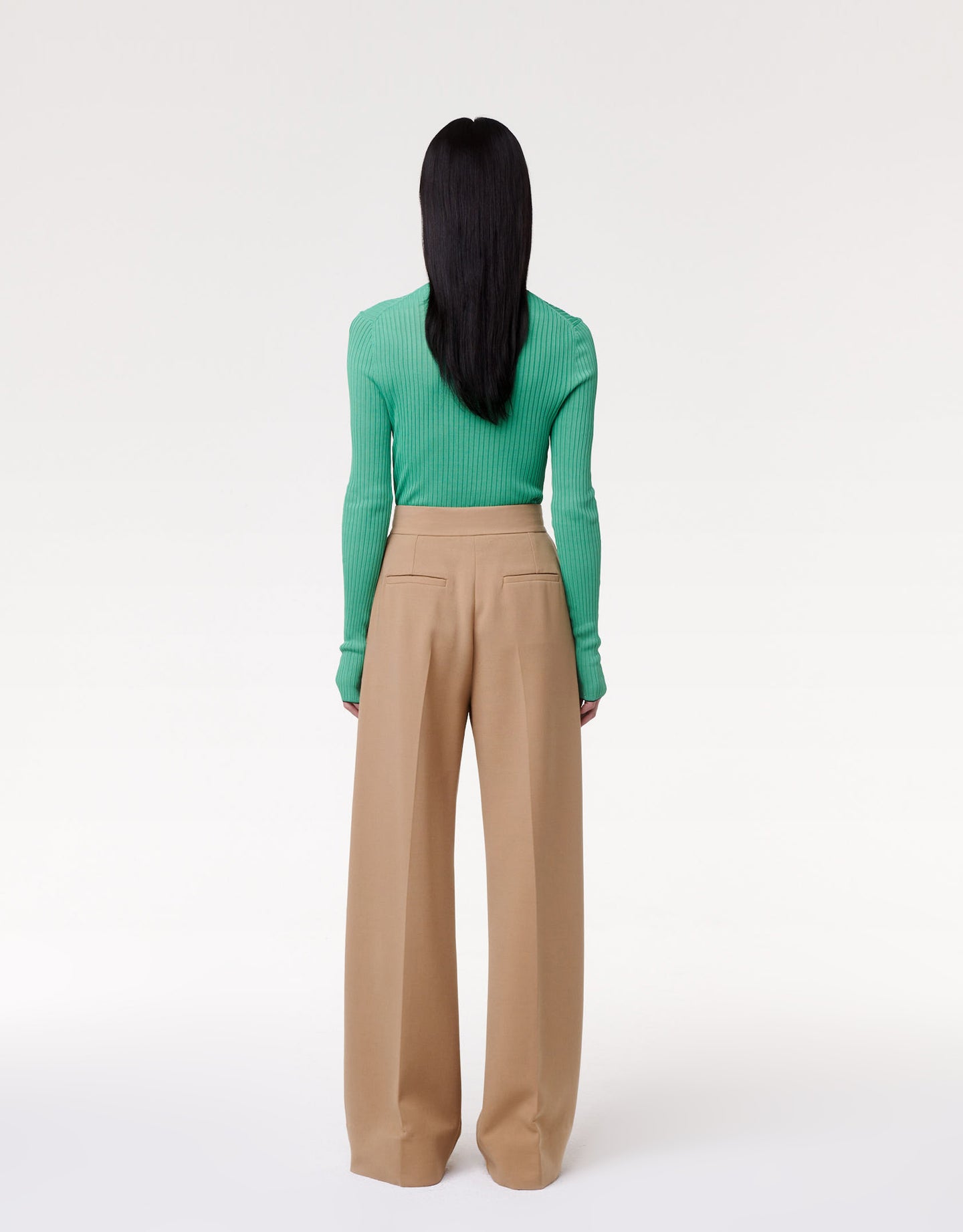 Another Tomorrow Doppio Wide Leg Pant in Hazelnut – Wool Women's Trousers