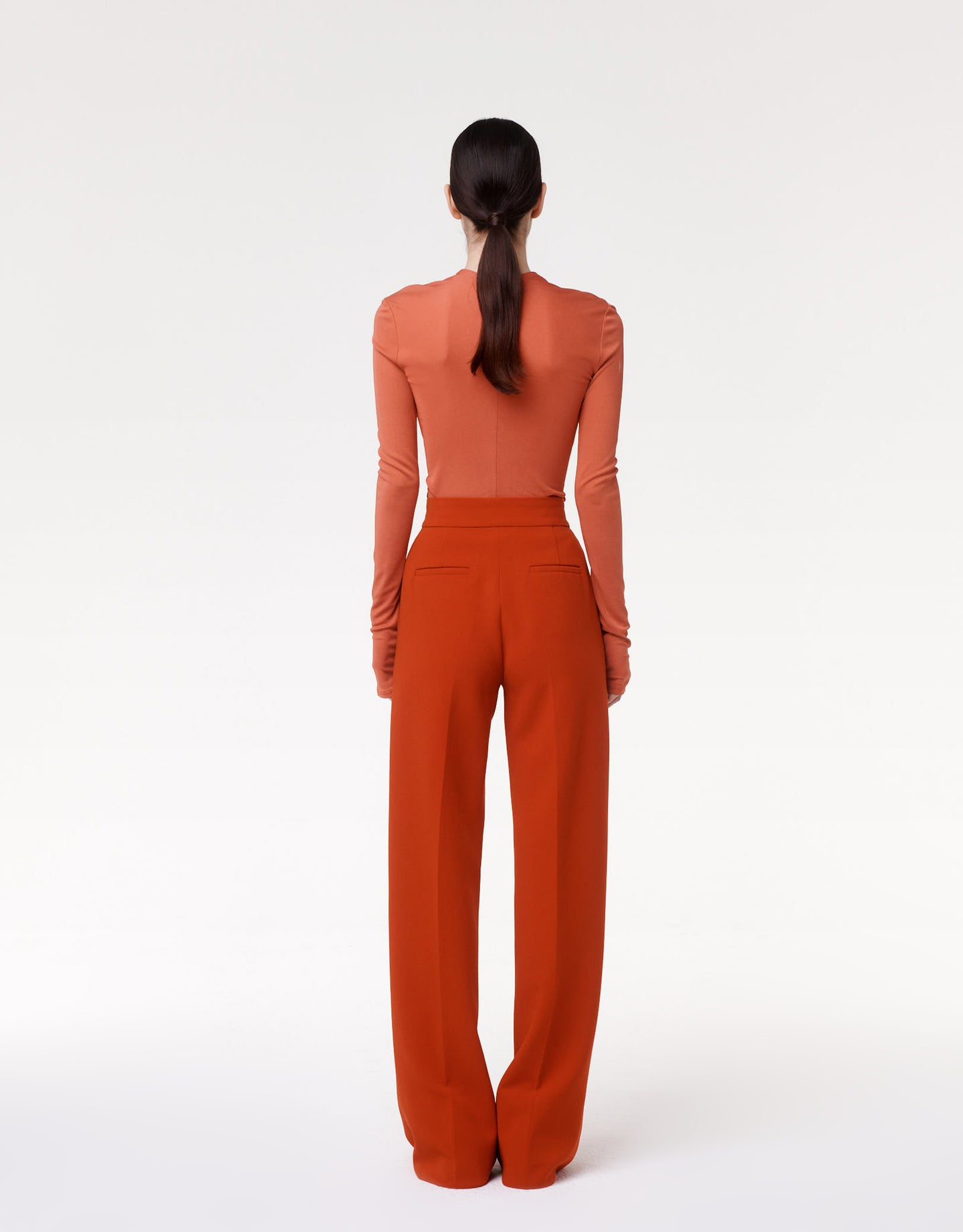 Another Tomorrow Doppio Wide Leg Pant in Sedona Red – Wool Women's Trousers
