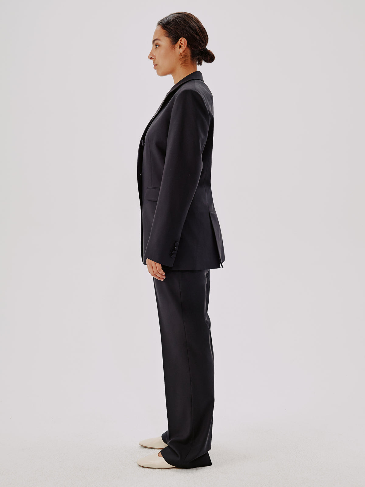 Another Tomorrow Double-Breasted Jacket in Black – Wool Women's Jacket