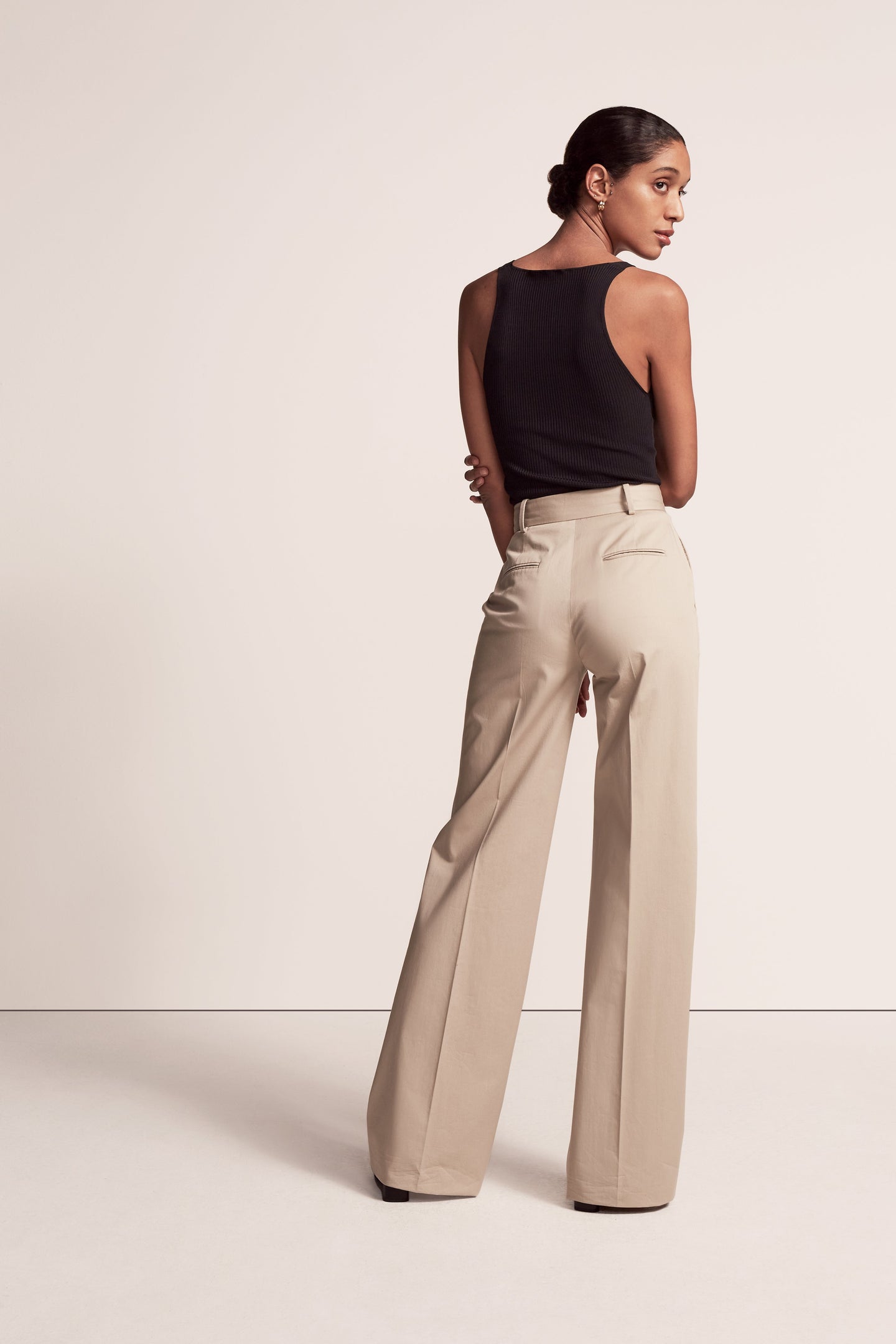 Another Tomorrow Wide Leg Pant in Chino – Cotton Women's Trousers