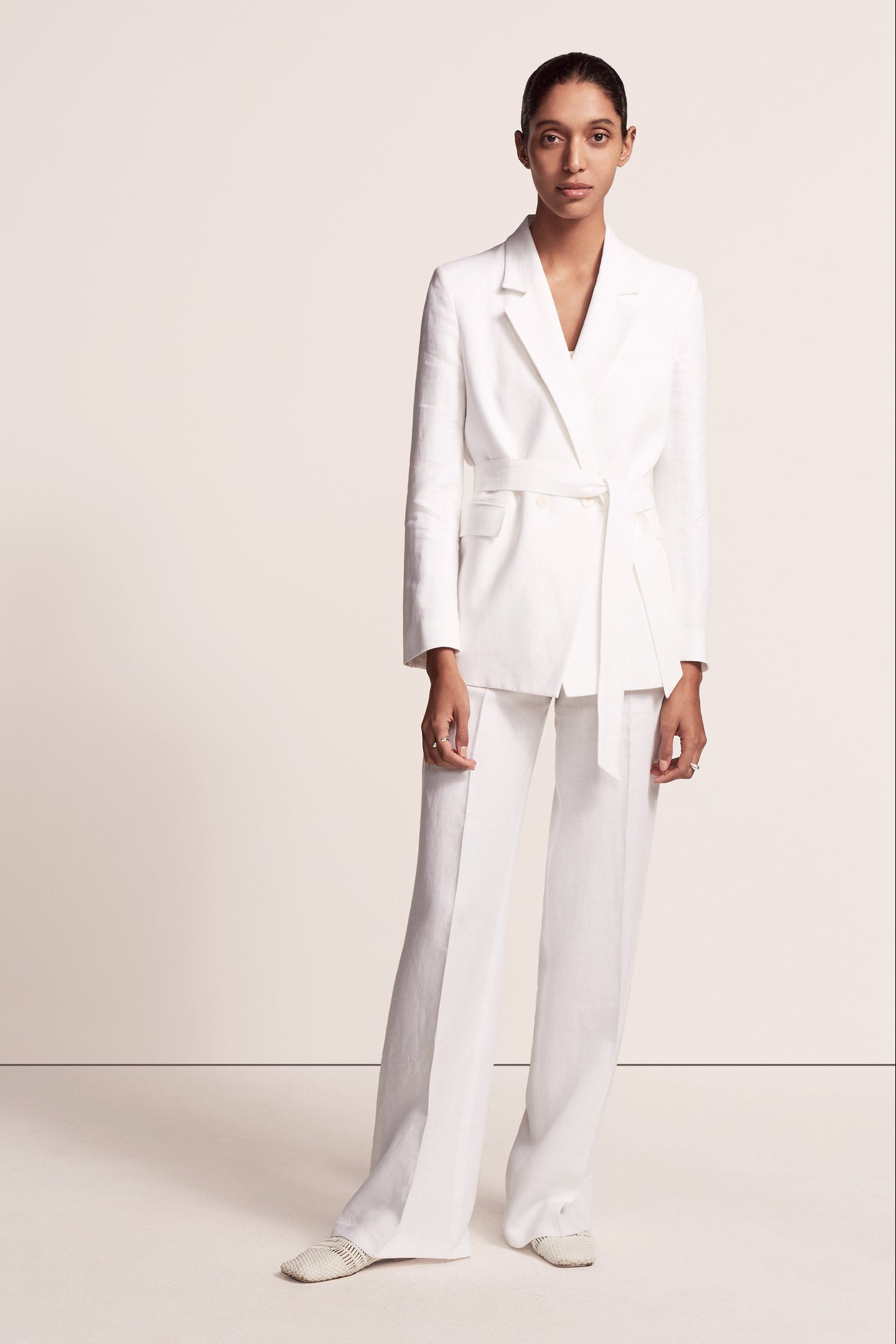 Another Tomorrow Summer Jacket in White – Linen Women's Jacket