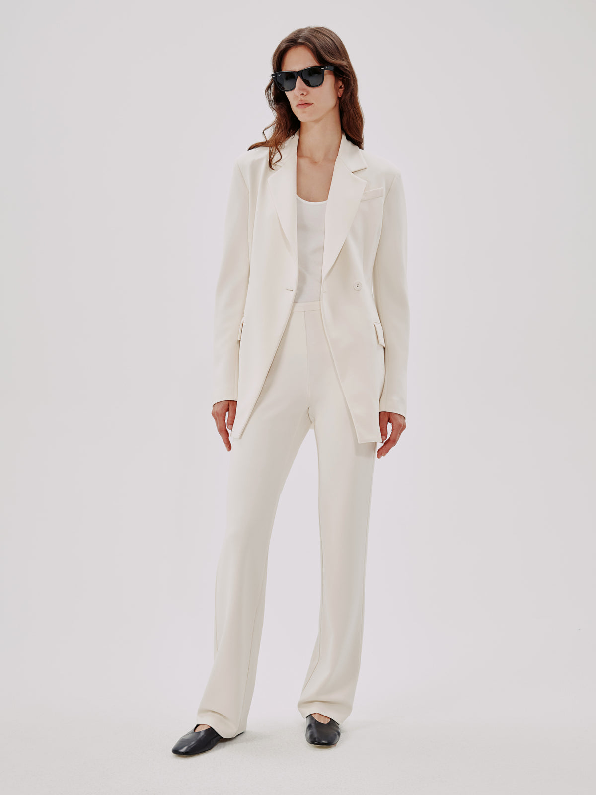 Another Tomorrow Jersey Pant in Cream – Viscose Women's Trousers