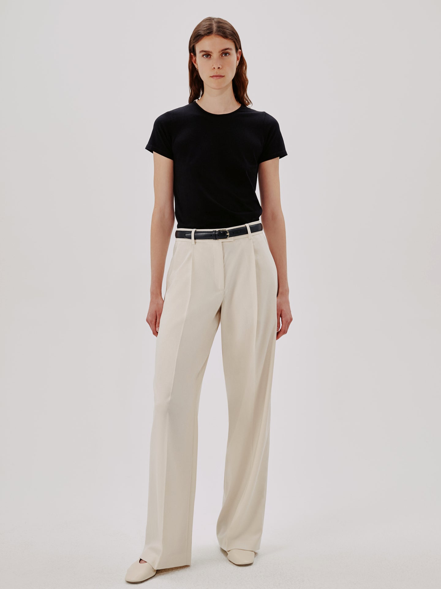Another Tomorrow Fitted Tee in Black – Cotton Women's Top
